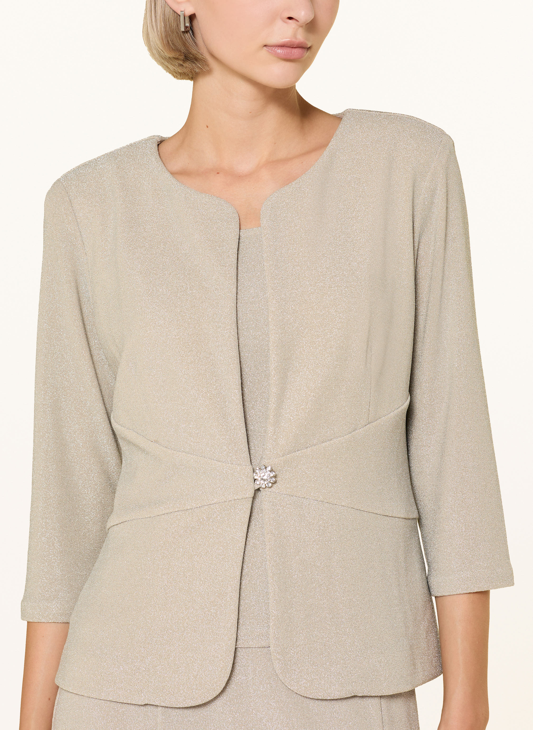 Thumbnail - Joseph Ribkoff Signature Set: Blazer Und Top Mit Schmucksteinen beige