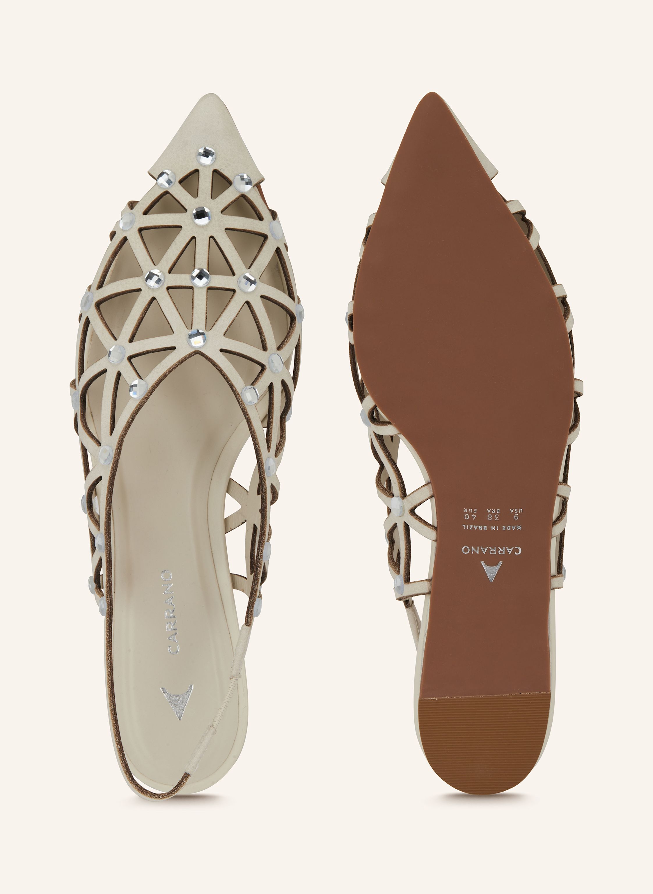 Thumbnail - Carrano Slingballerinas Mit Schmucksteinen weiss