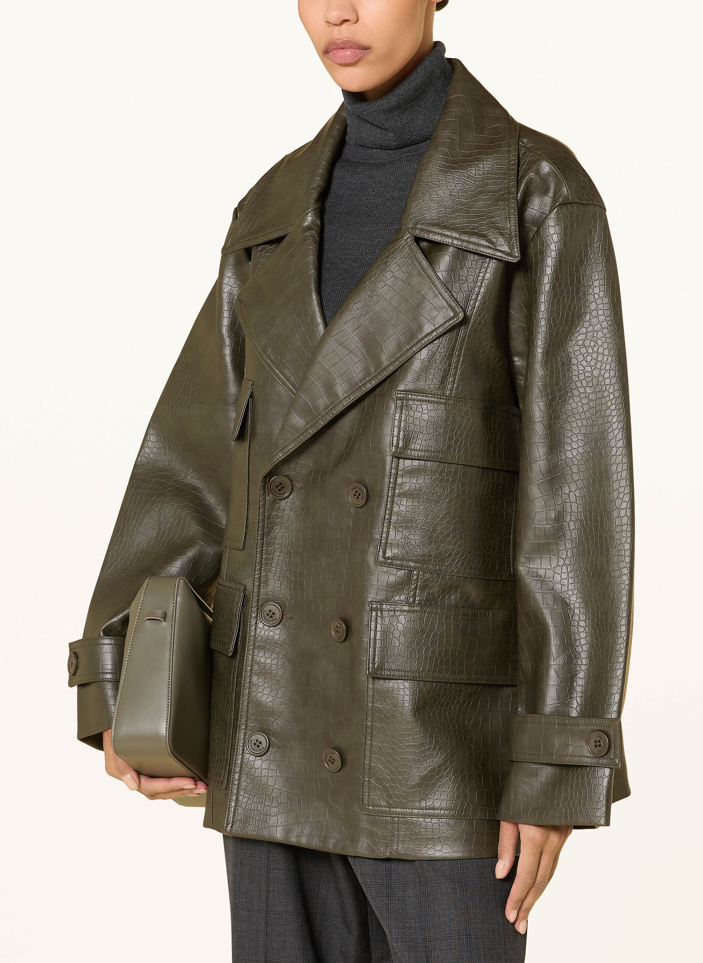 Thumbnail - The Frankie Shop Jacke Stanton In Lederoptik gruen