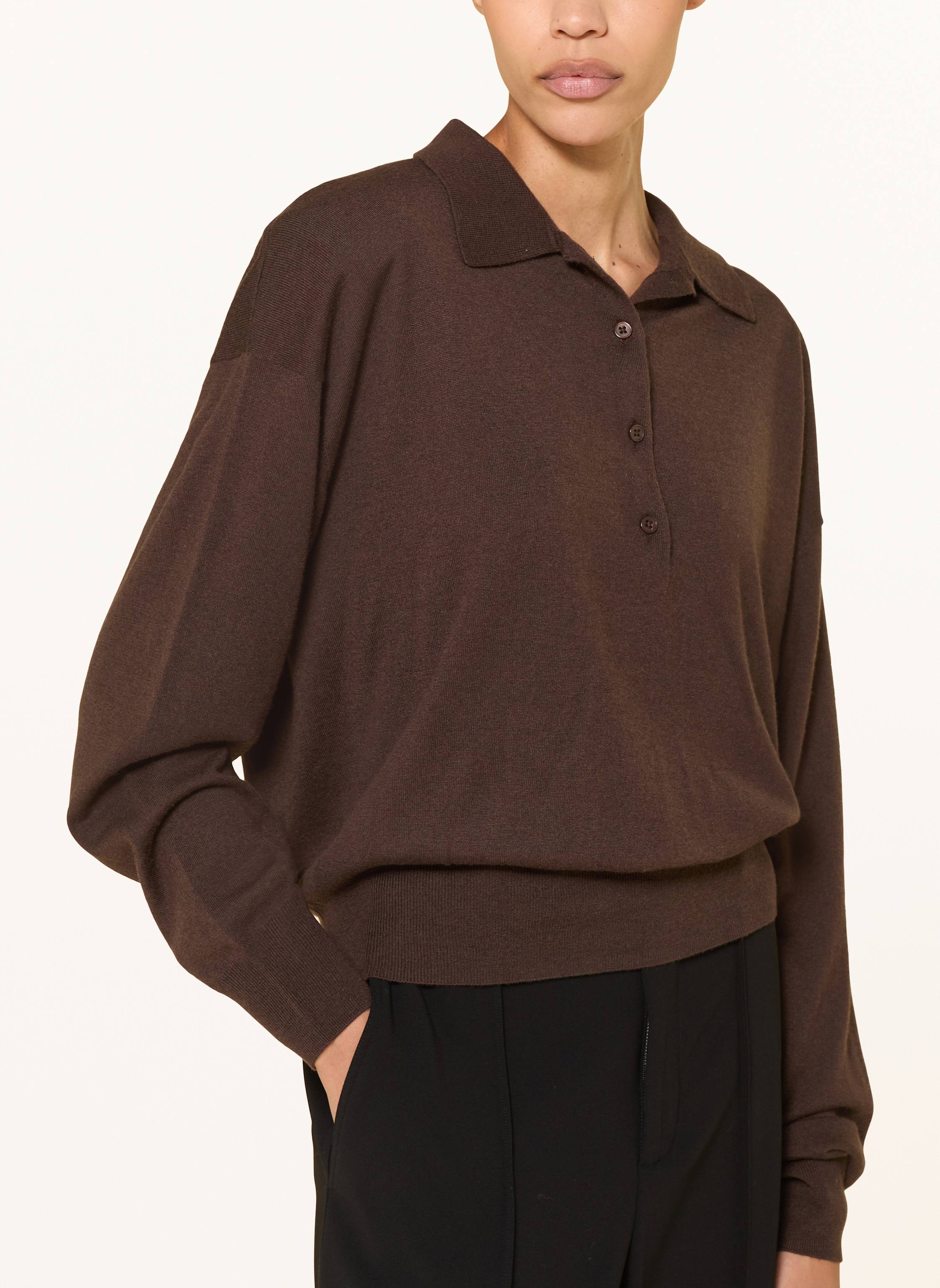 Thumbnail - The Frankie Shop Strick-Poloshirt Croydon braun