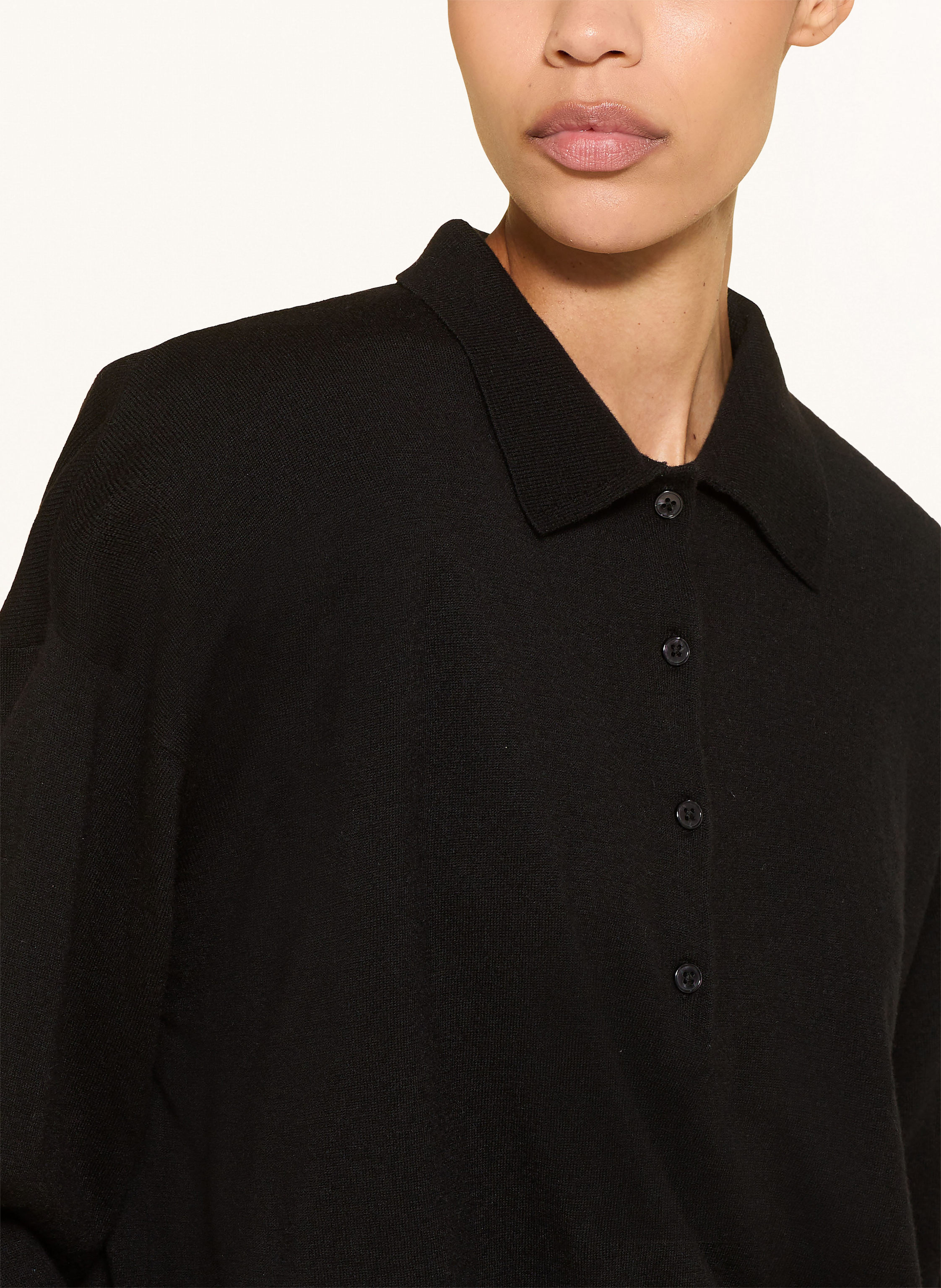 Thumbnail - The Frankie Shop Strick-Poloshirt Croydon schwarz