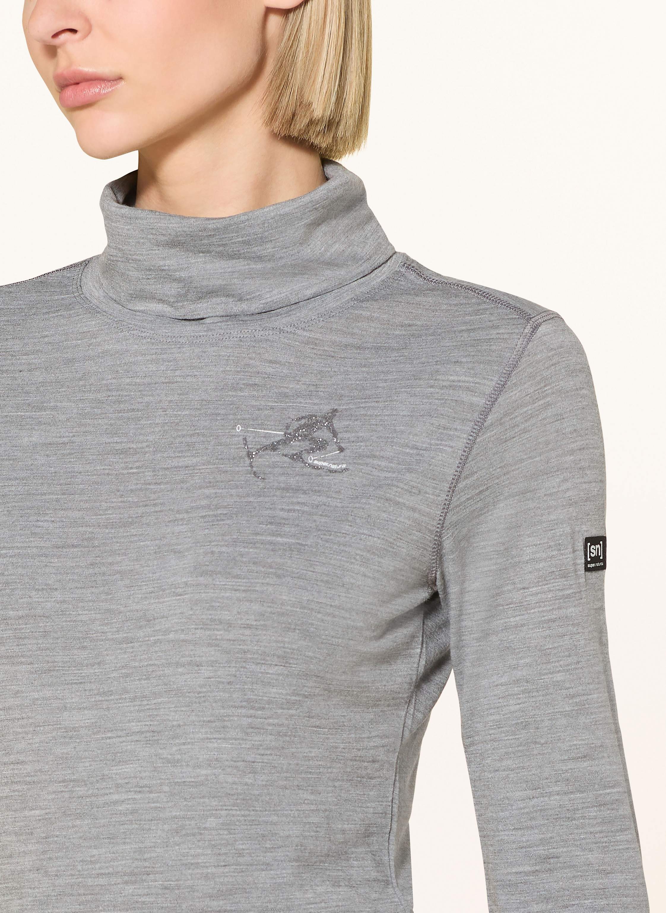 Thumbnail - Super.Natural Pullover Toni Light Roll Neck grau