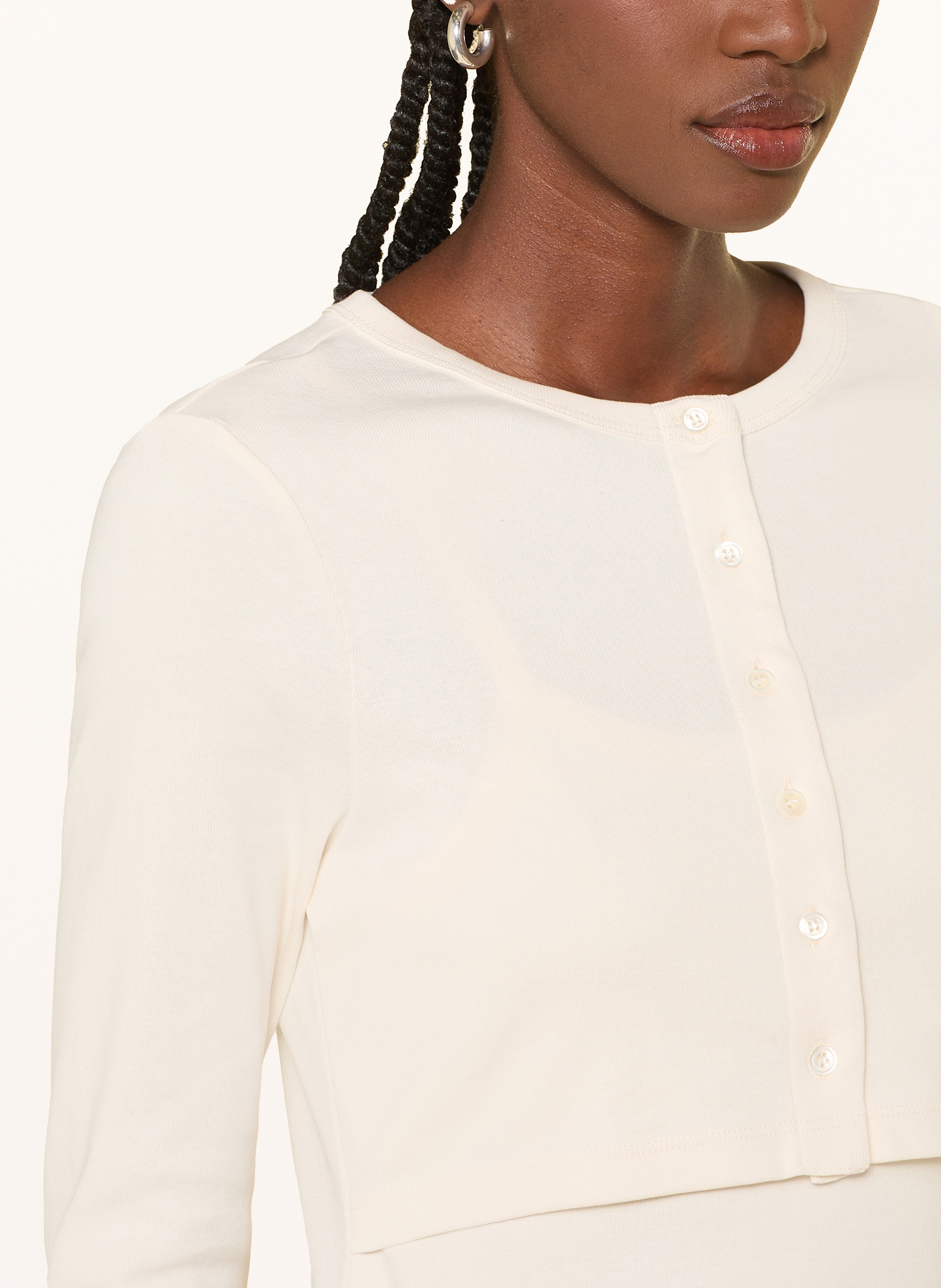 Thumbnail - Claudie Pierlot Set: Top Und Cropped-Jerseyjacke weiss