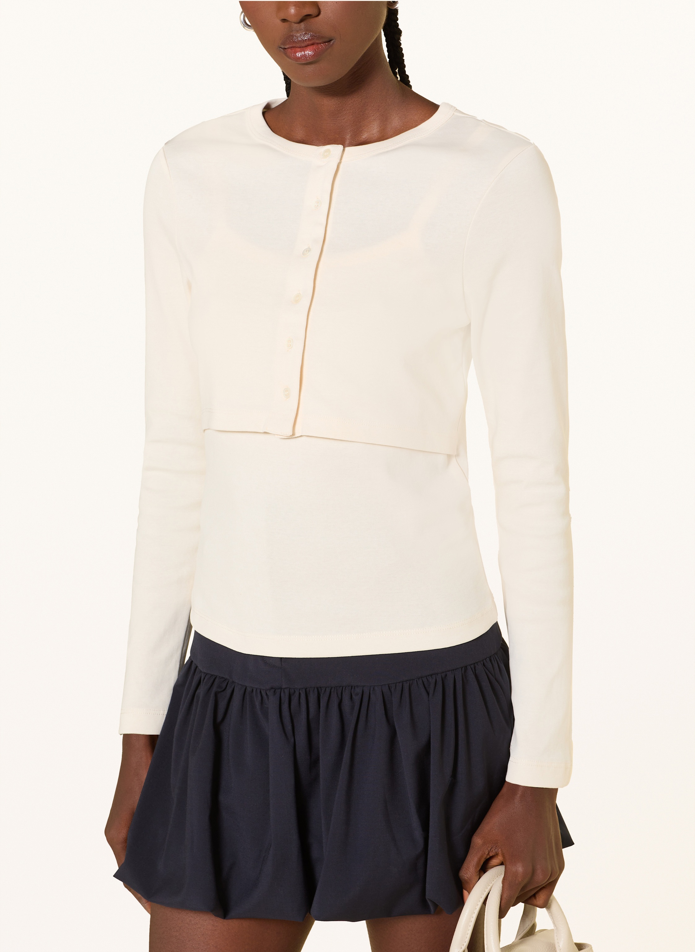 Thumbnail - Claudie Pierlot Set: Top Und Cropped-Jerseyjacke weiss