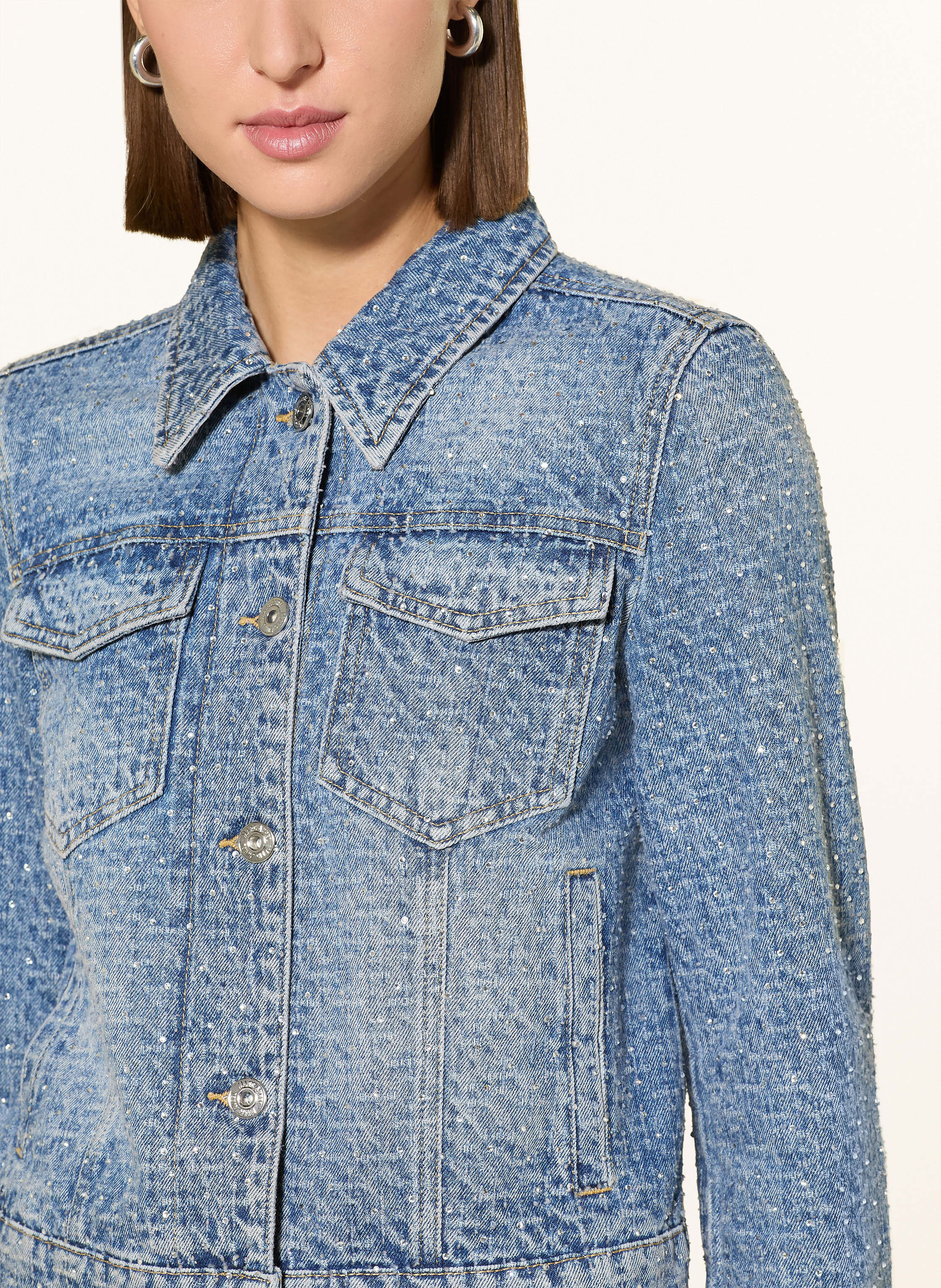 Thumbnail - Marc Aurel Jeansjacke Mit Schmucksteinen blau