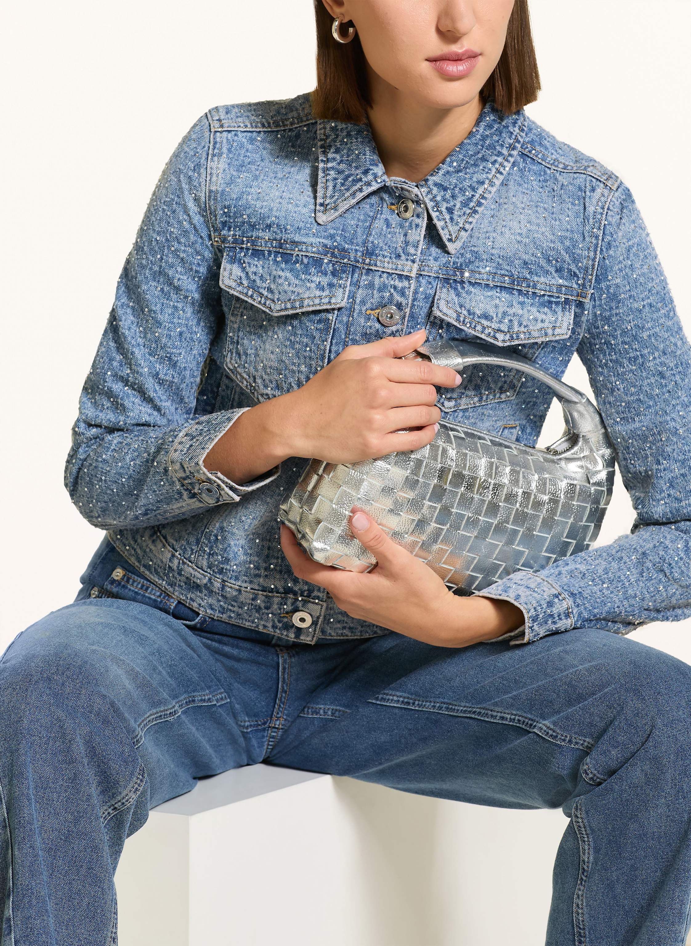 Thumbnail - Marc Aurel Jeansjacke Mit Schmucksteinen blau