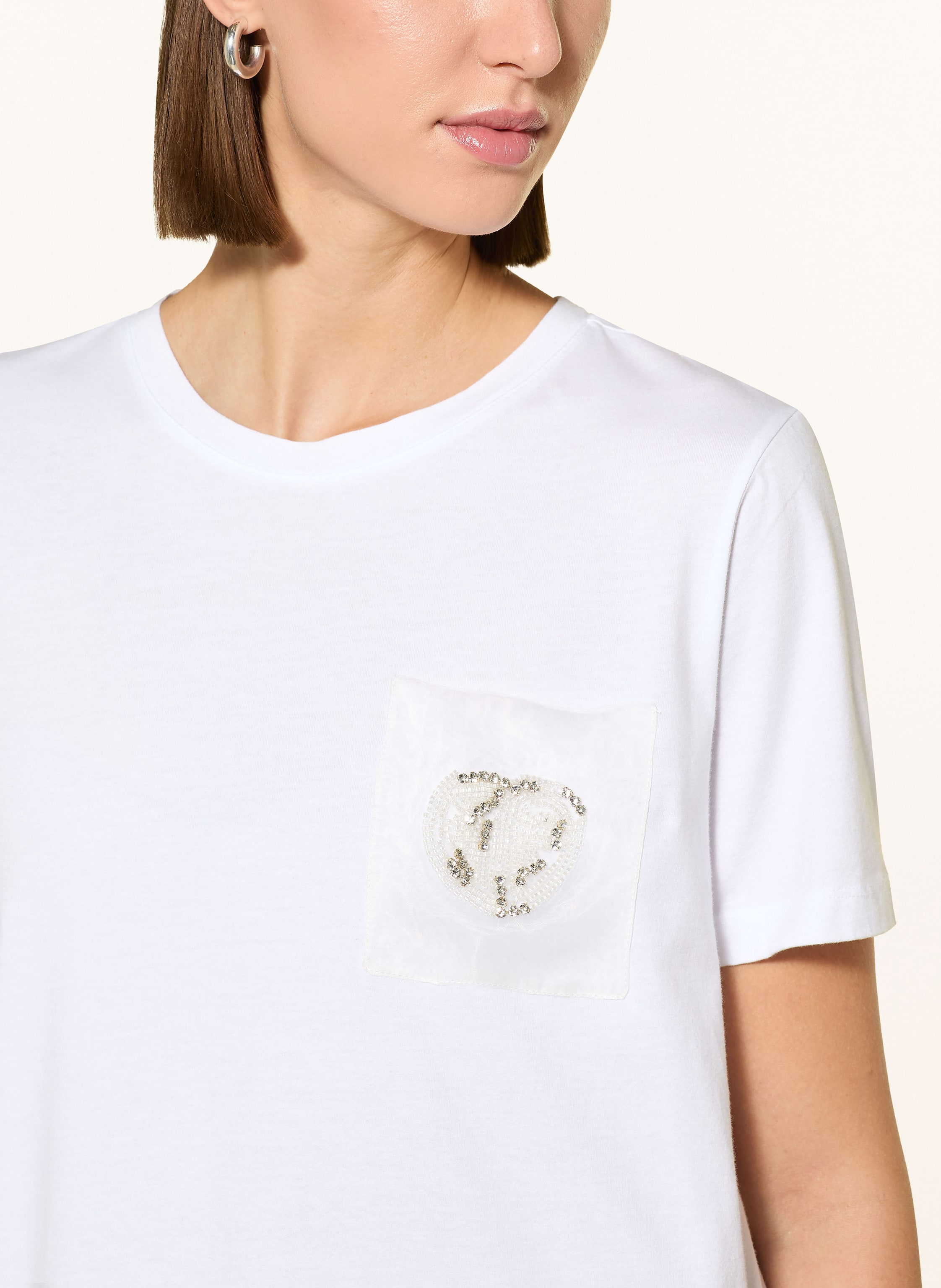 Thumbnail - Marc Aurel T-Shirt Mit Schmuckperlen weiss