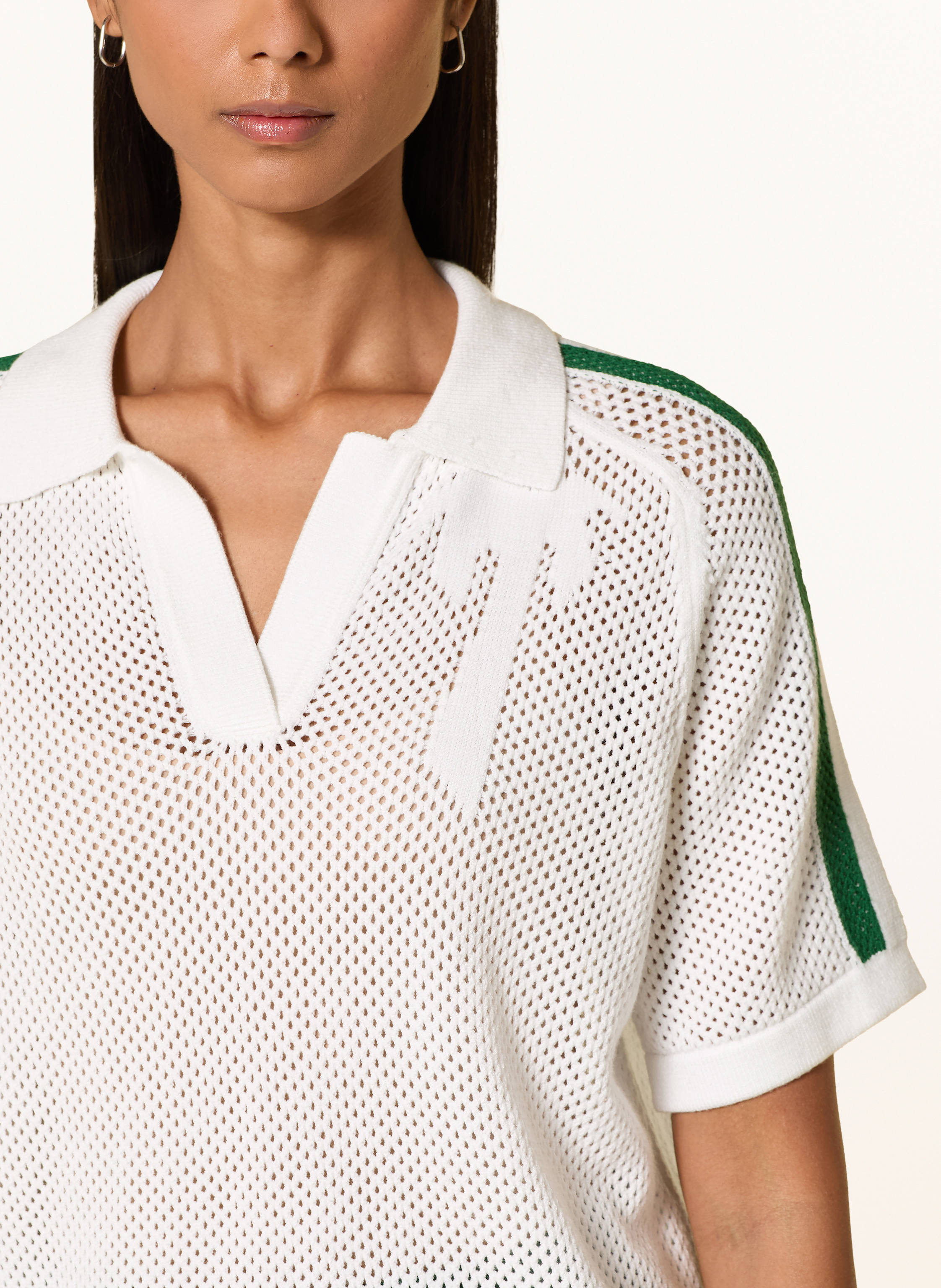 Thumbnail - Marc Aurel Strick-Poloshirt Mit Galonstreifen weiss