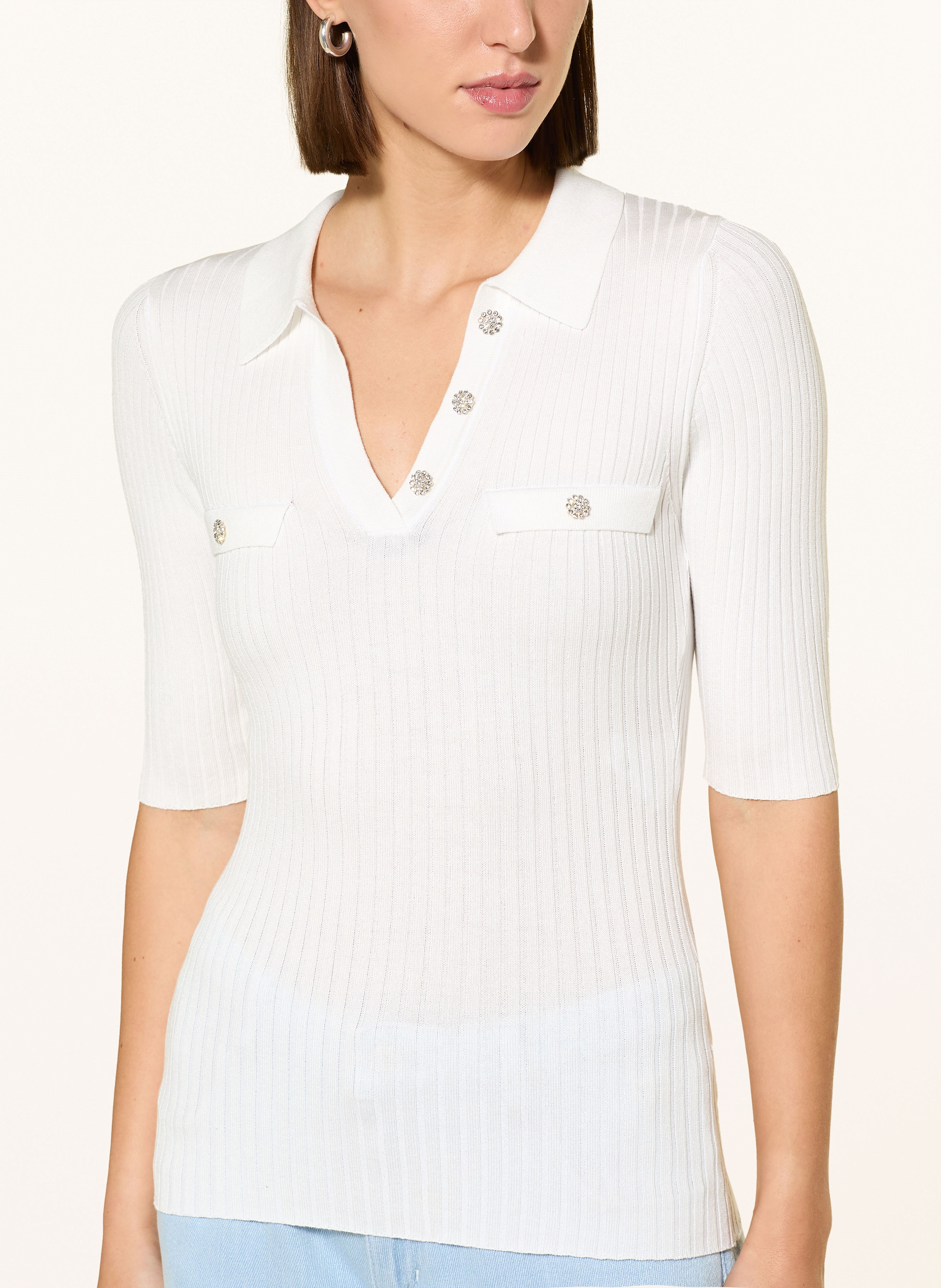 Thumbnail - Marc Aurel Strick-Poloshirt weiss