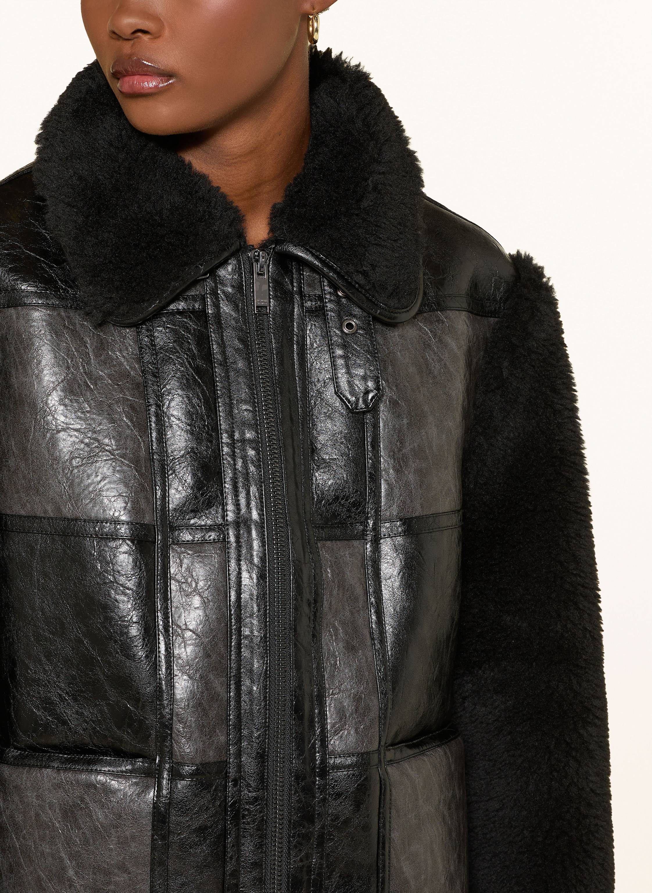 Thumbnail - Claudie Pierlot Lederjacke Im Materialmix schwarz