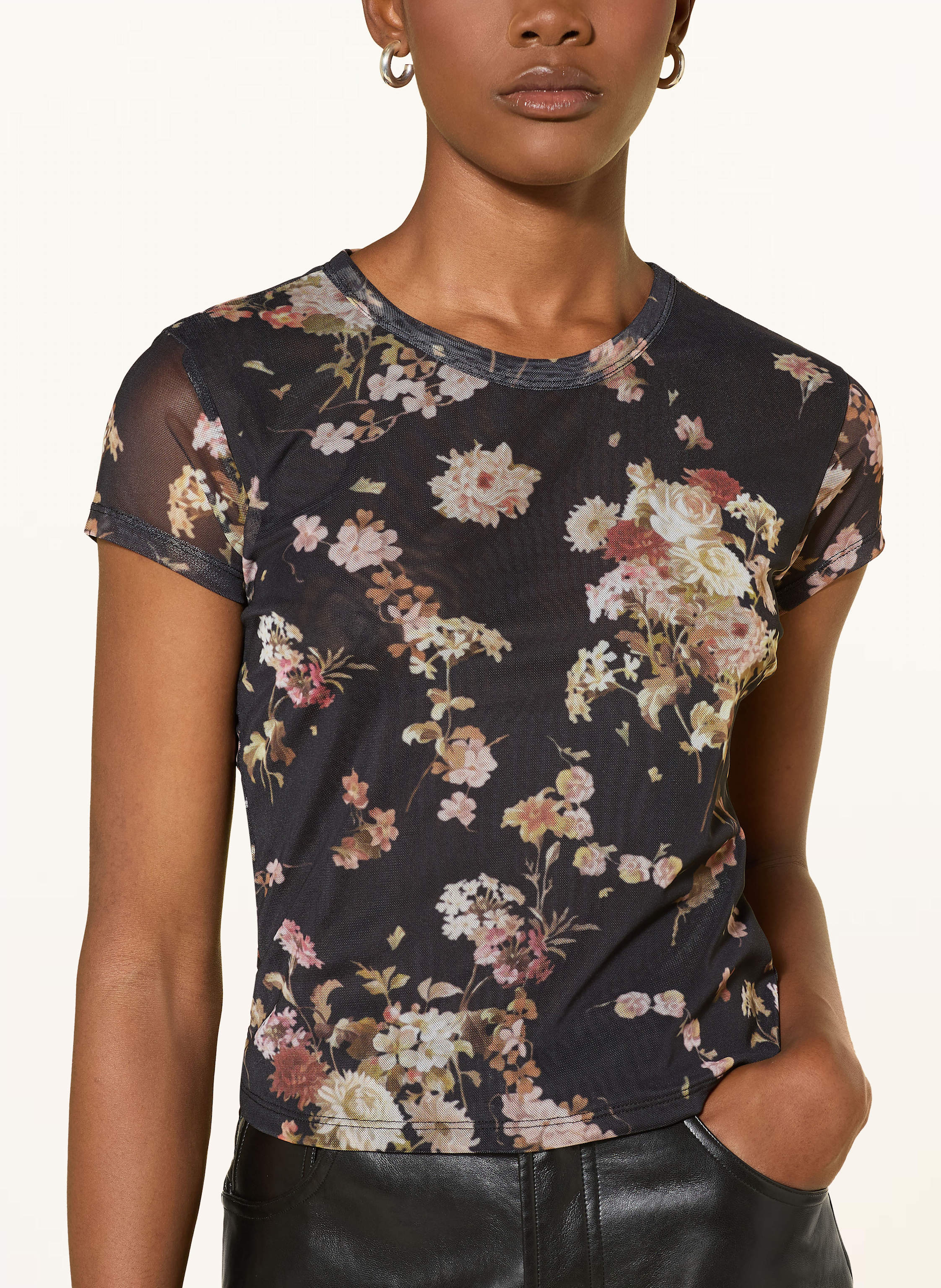 Thumbnail - Allsaints T-Shirt Ellie Aus Mesh schwarz