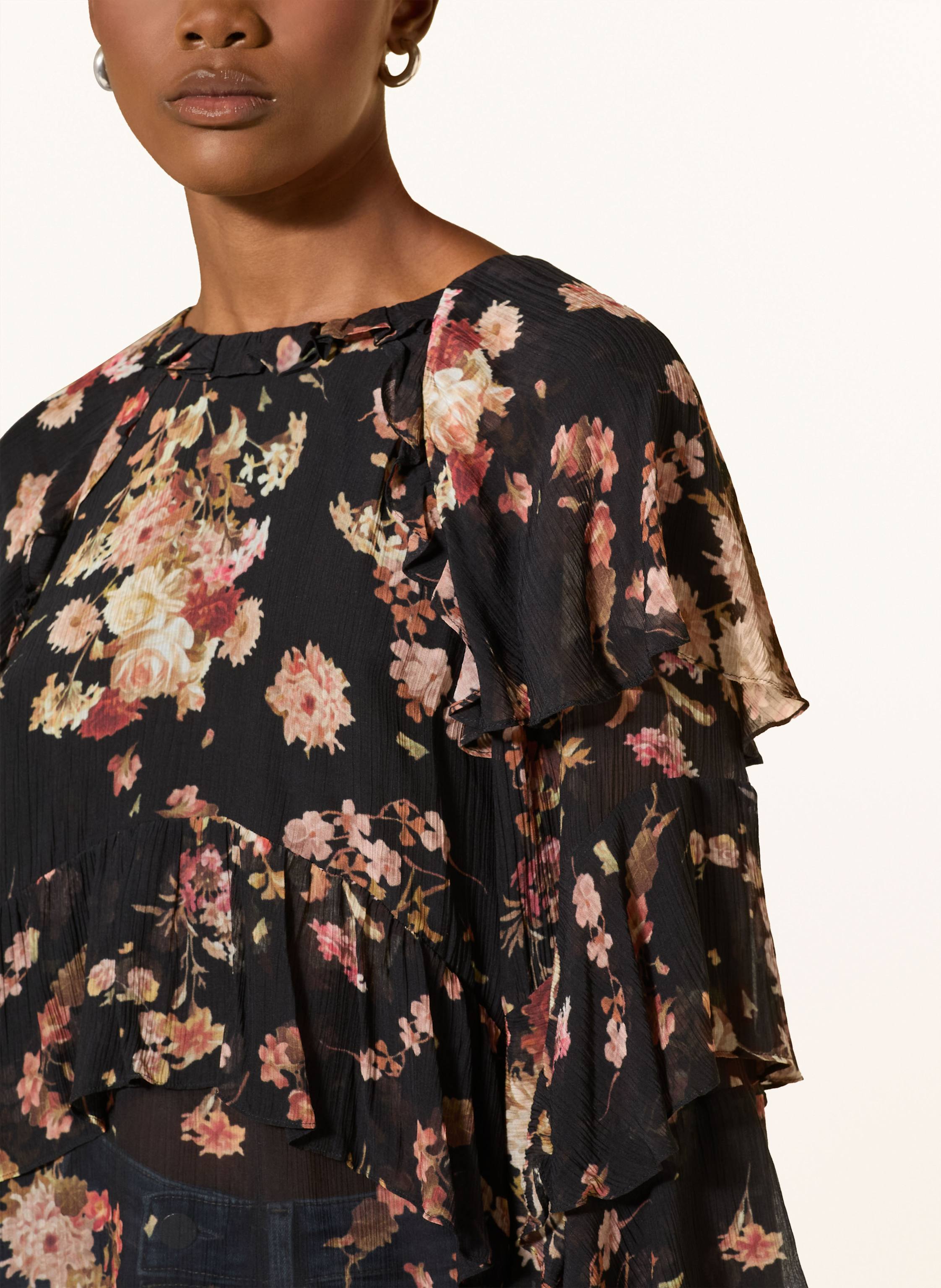 Thumbnail - Allsaints Blusenshirt Lissie Mit Volants schwarz