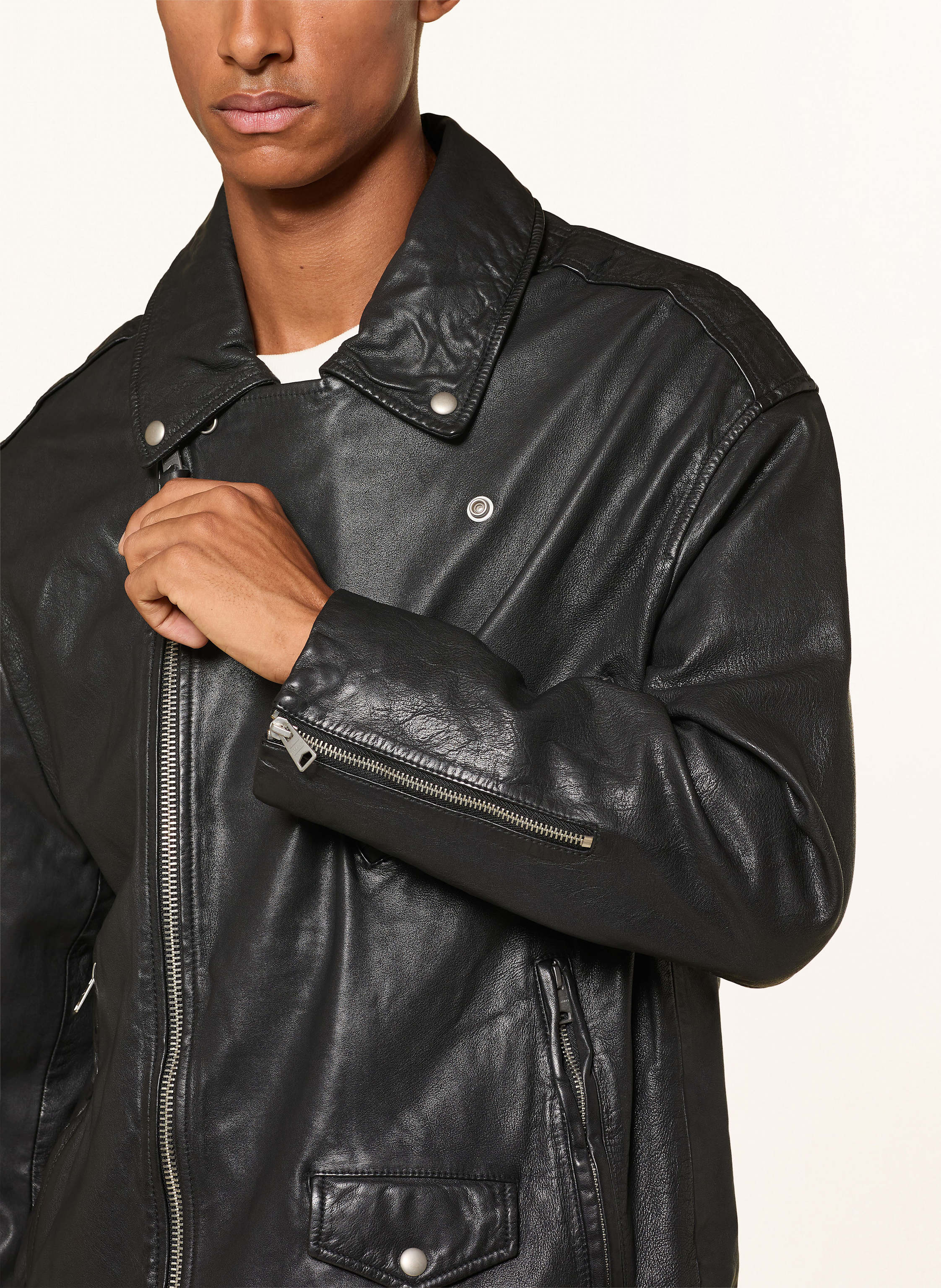 Thumbnail - Allsaints Lederjacke Bradford schwarz