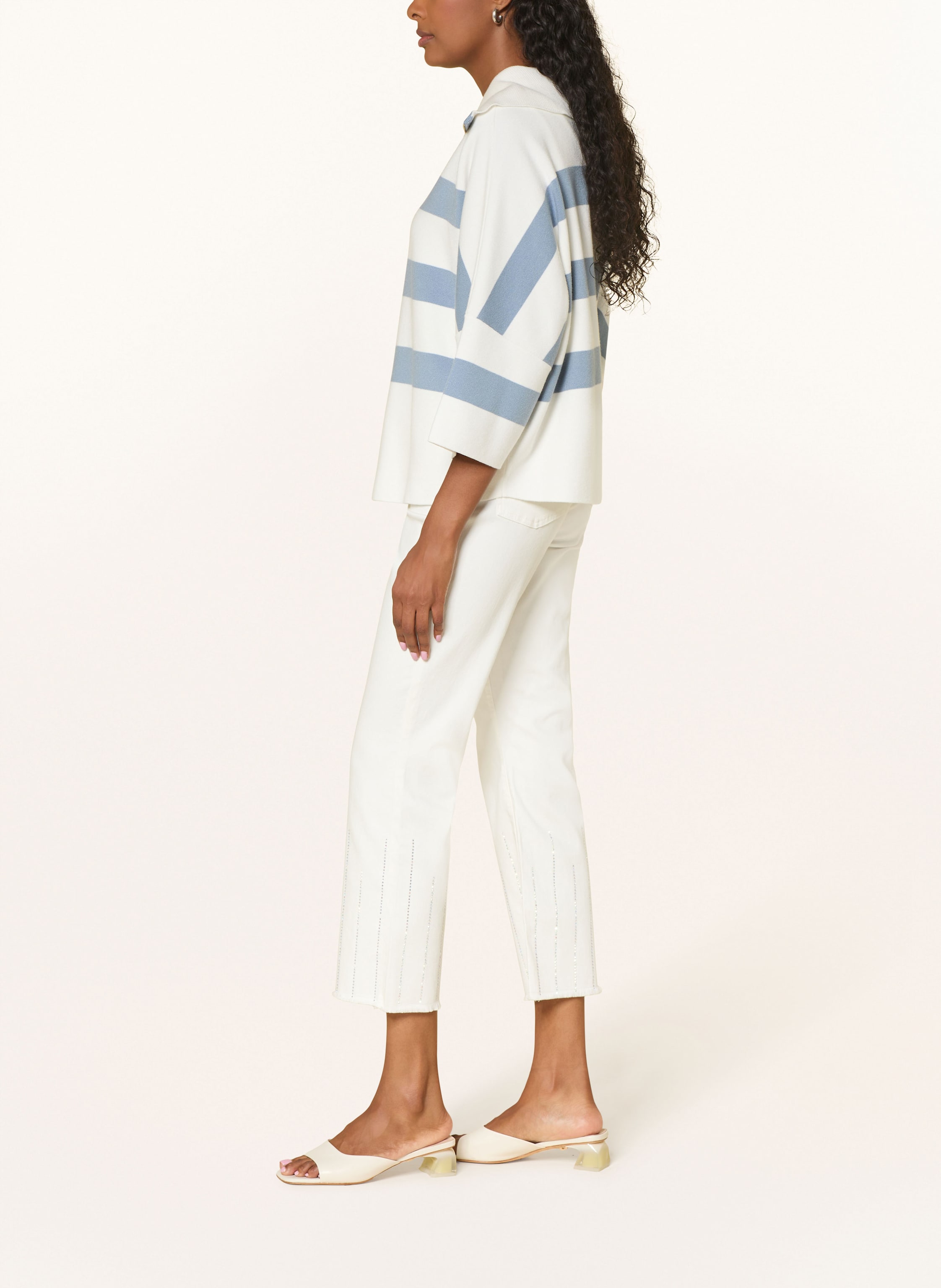 Thumbnail - Joseph Ribkoff Cropped Jeans Mit Schmucksteinen weiss