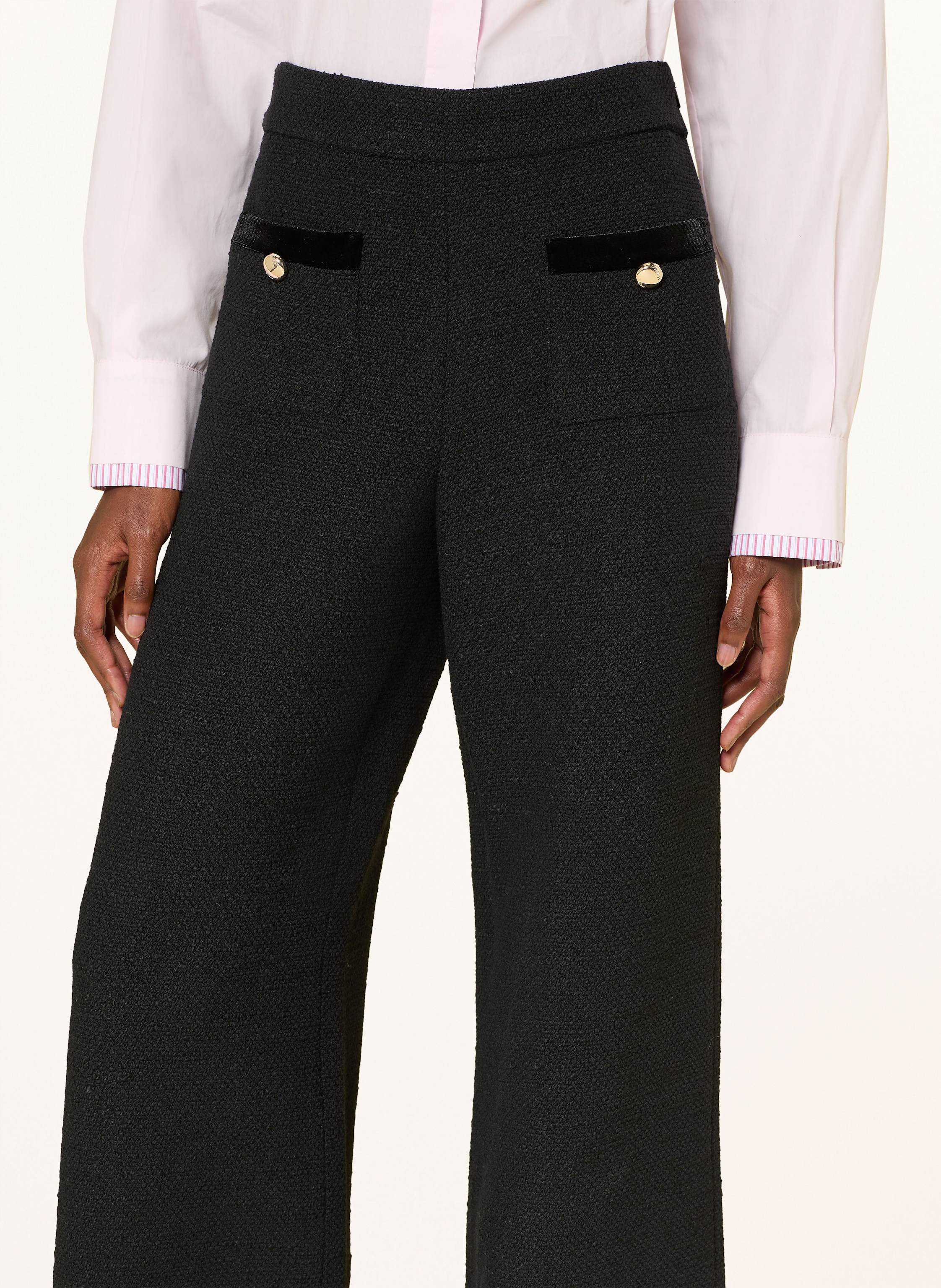 Thumbnail - Maje Marlenehose Aus Tweed schwarz