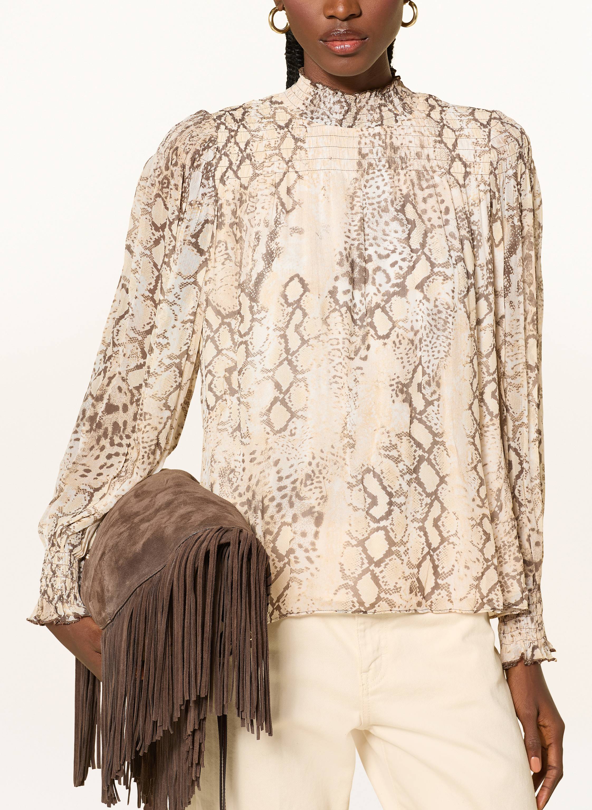 Thumbnail - Ba&Sh Blusenshirt Shamy Mit Rüschen Und Plissees beige