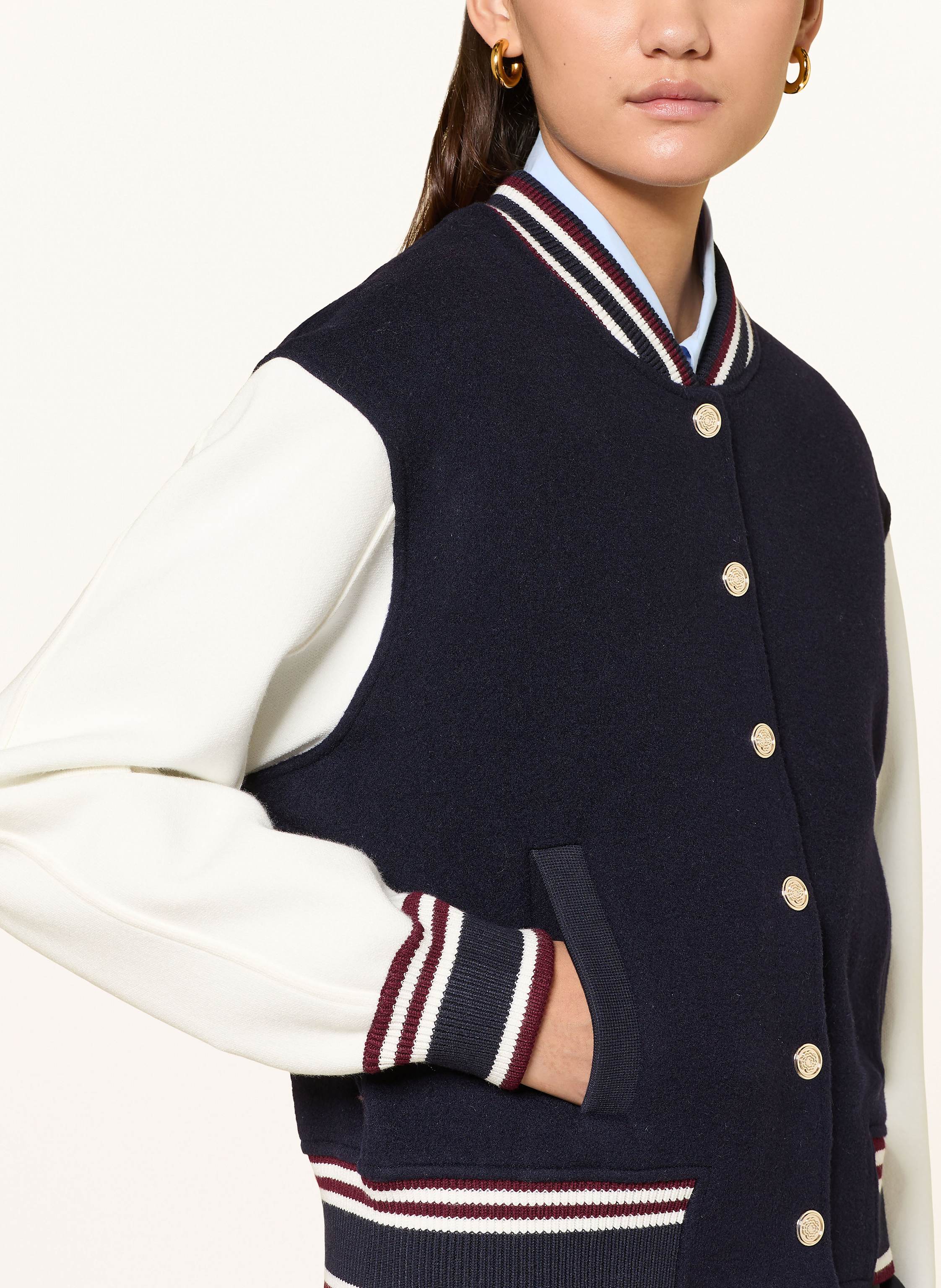 Thumbnail - Maje College-Jacke Im Materialmix blau