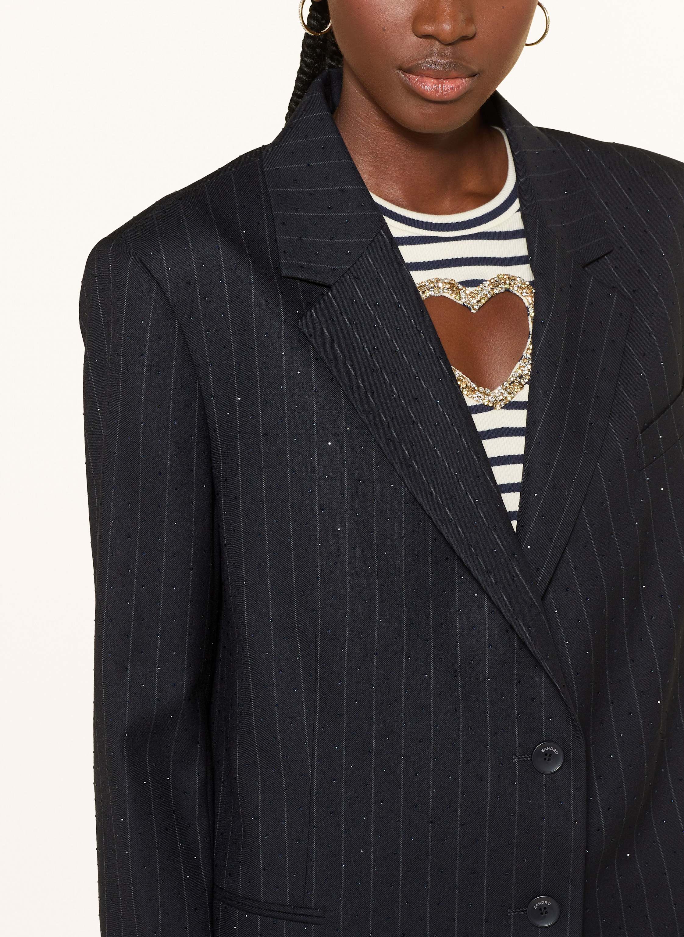 Thumbnail - Sandro Blazer Mit Schmucksteinen blau