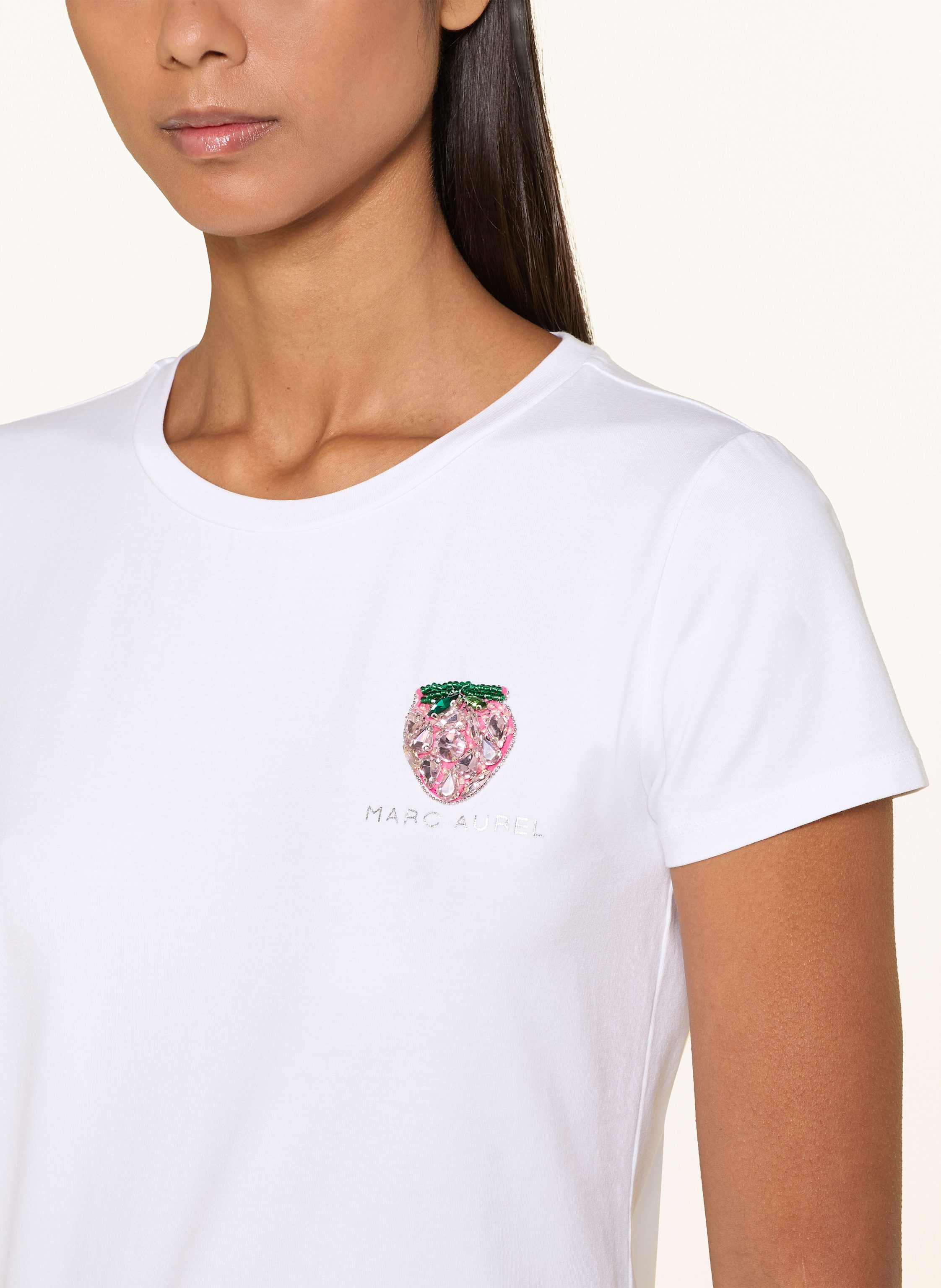 Thumbnail - Marc Aurel T-Shirt Mit Schmucksteinen weiss