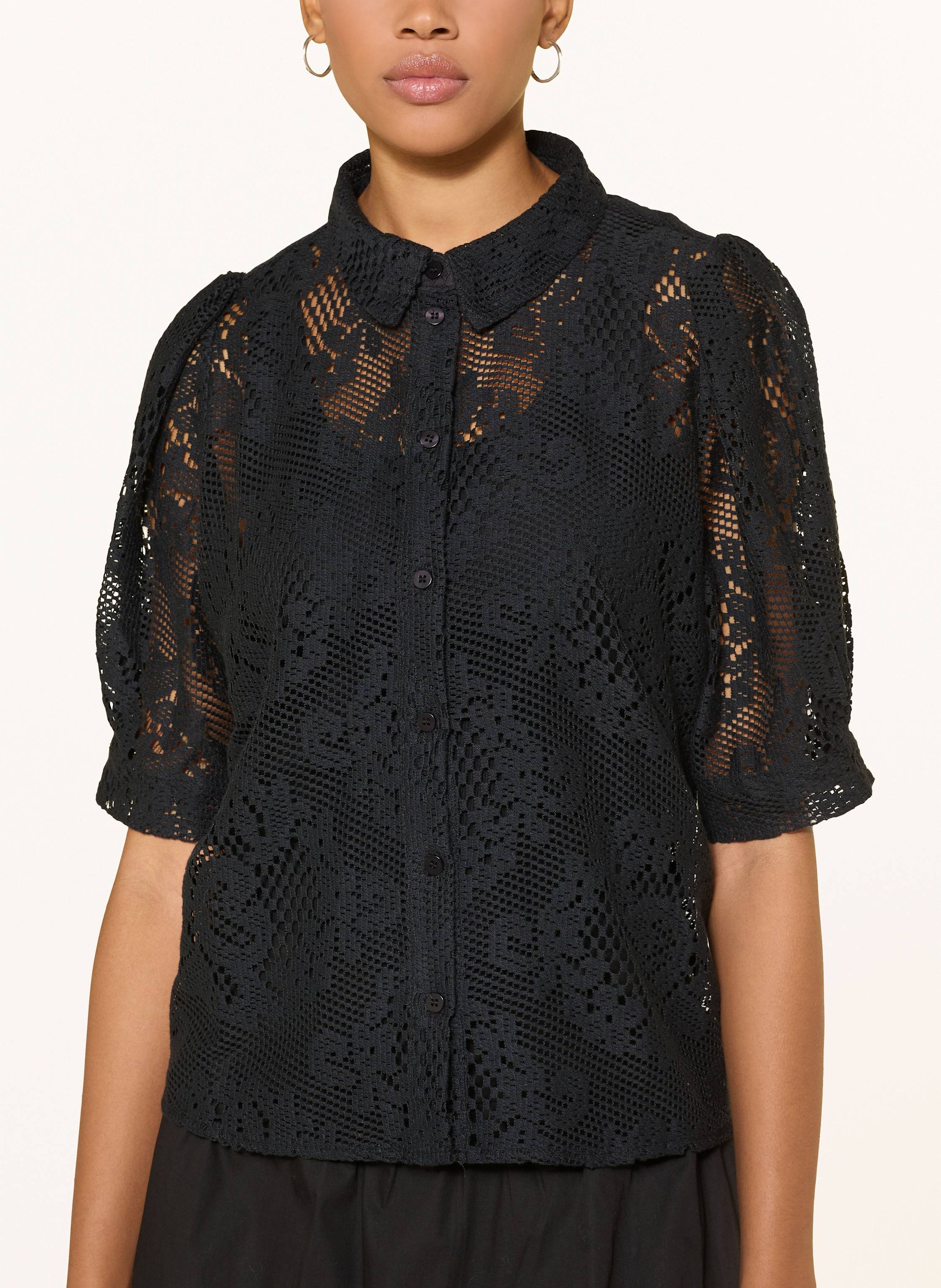 Thumbnail - Lollys Laundry Spitzenbluse Bonoll Mit 3/4-Arm blau