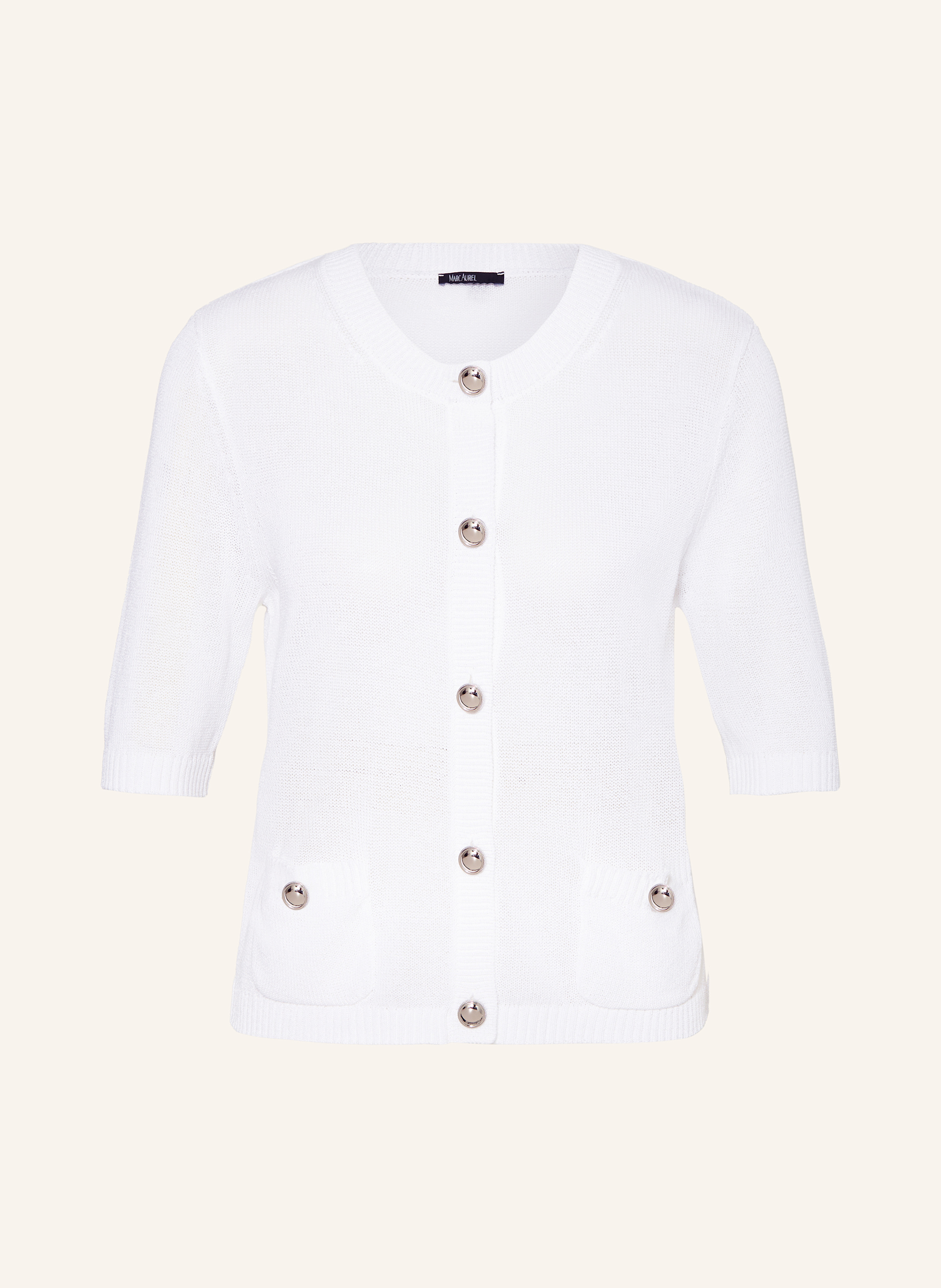 Marc Aurel Strickjacke Mit 3/4-Arm weiss