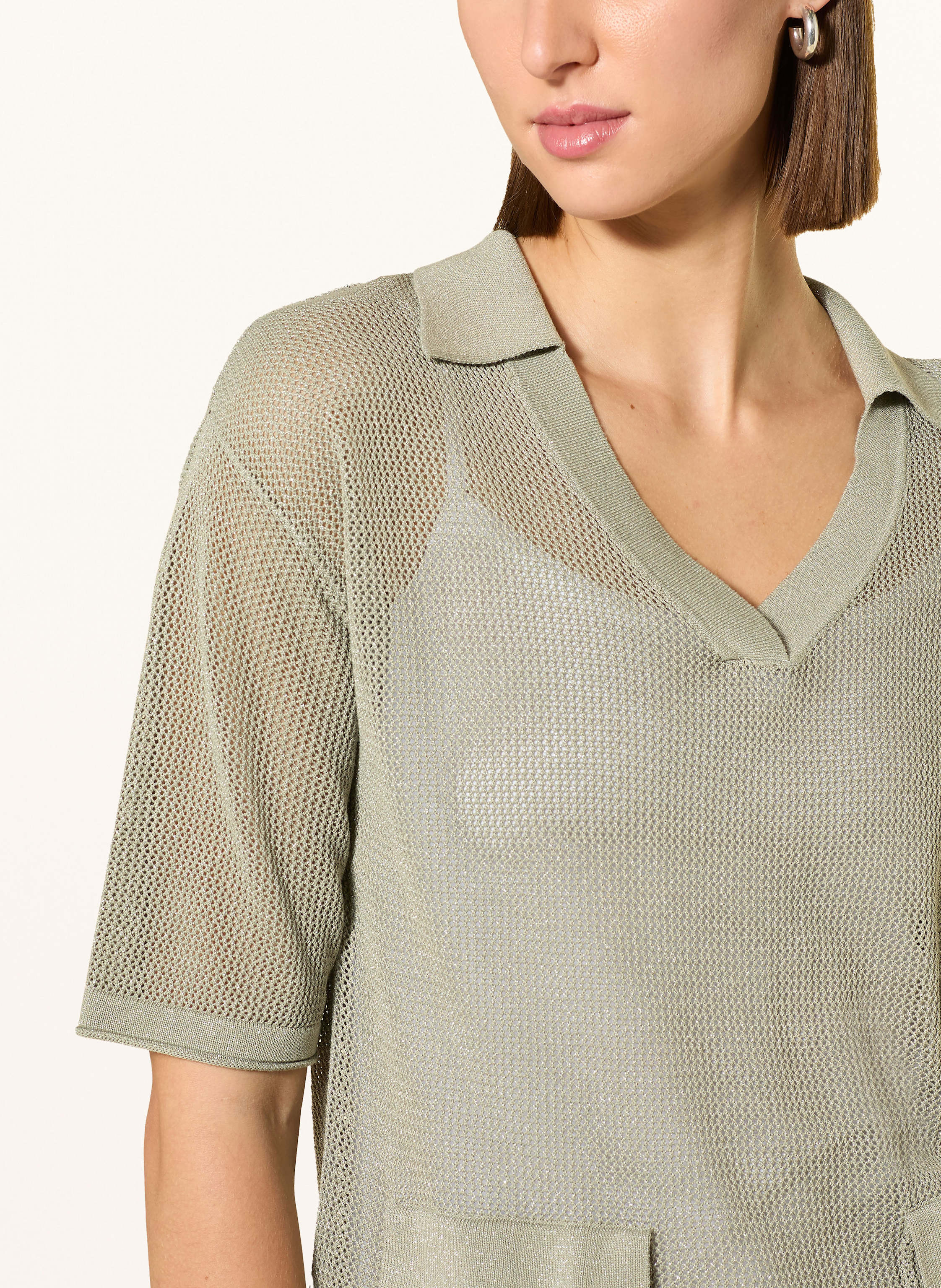 Thumbnail - Marc Aurel Strick-Poloshirt Mit Glitzergarn gruen