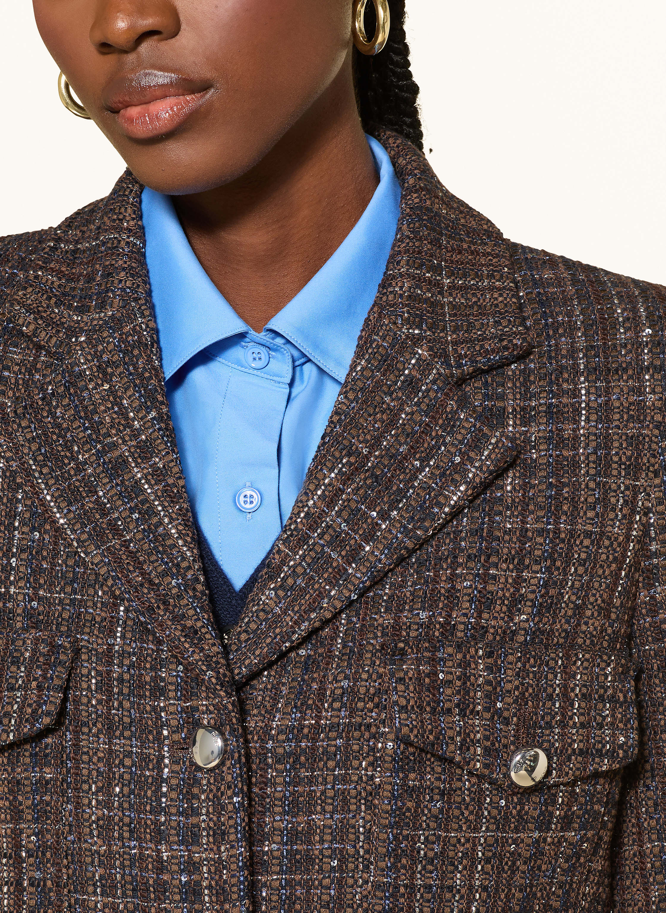 Thumbnail - Maje Kastenjacke Mit Glitzergarn Und Pailletten braun