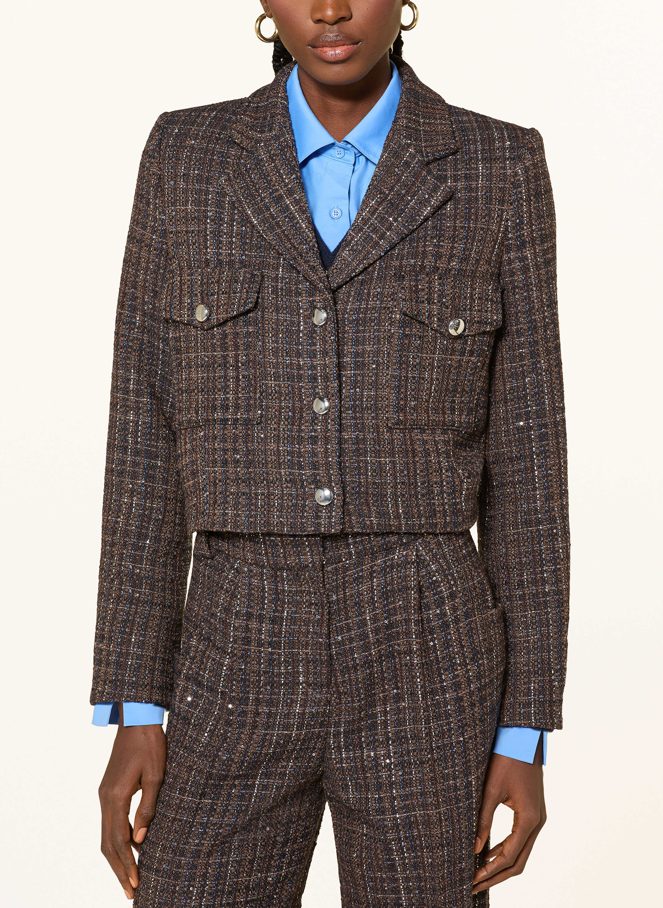 Thumbnail - Maje Kastenjacke Mit Glitzergarn Und Pailletten braun