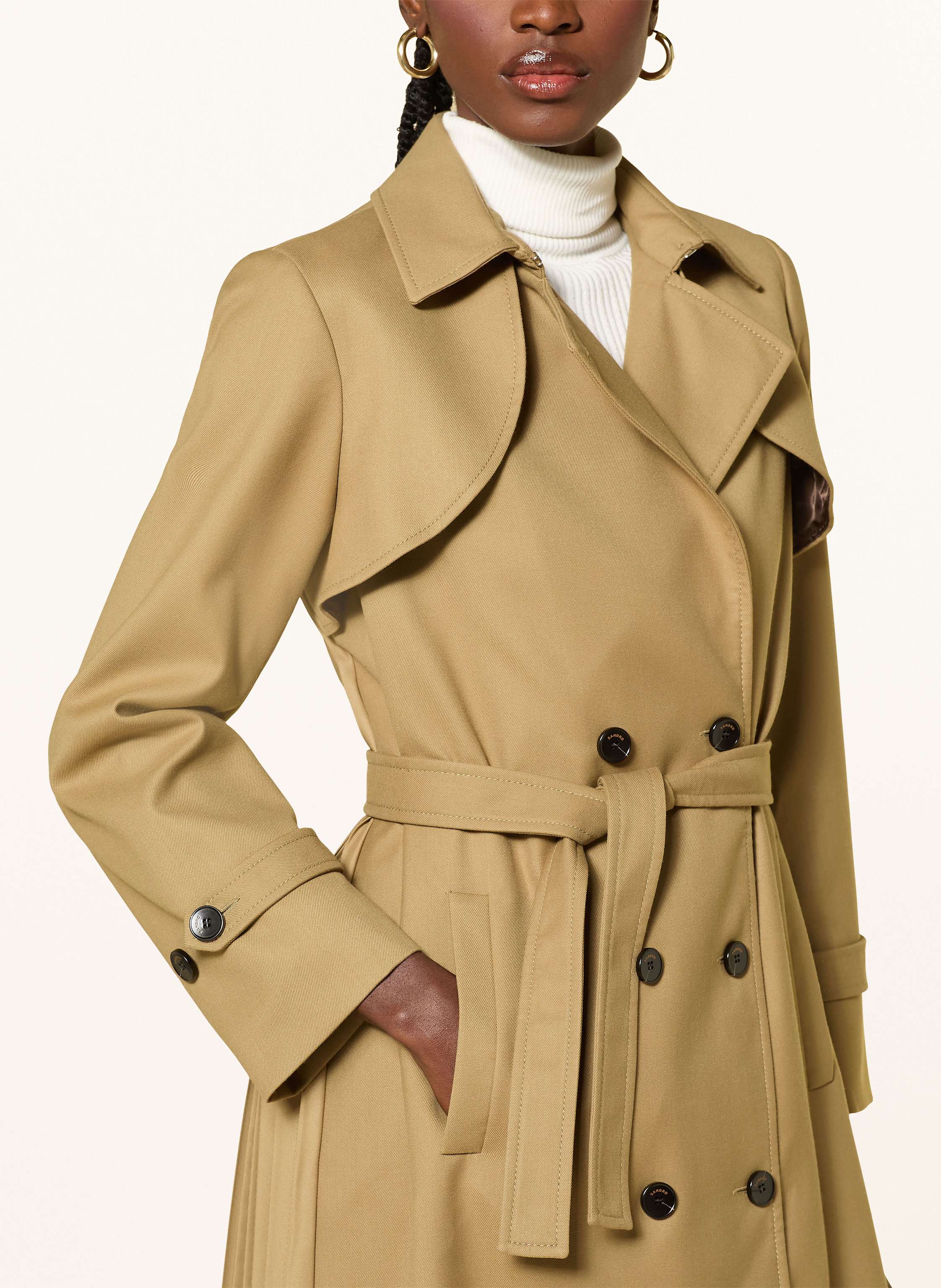 Thumbnail - Sandro Trenchcoat Mit Plissees beige