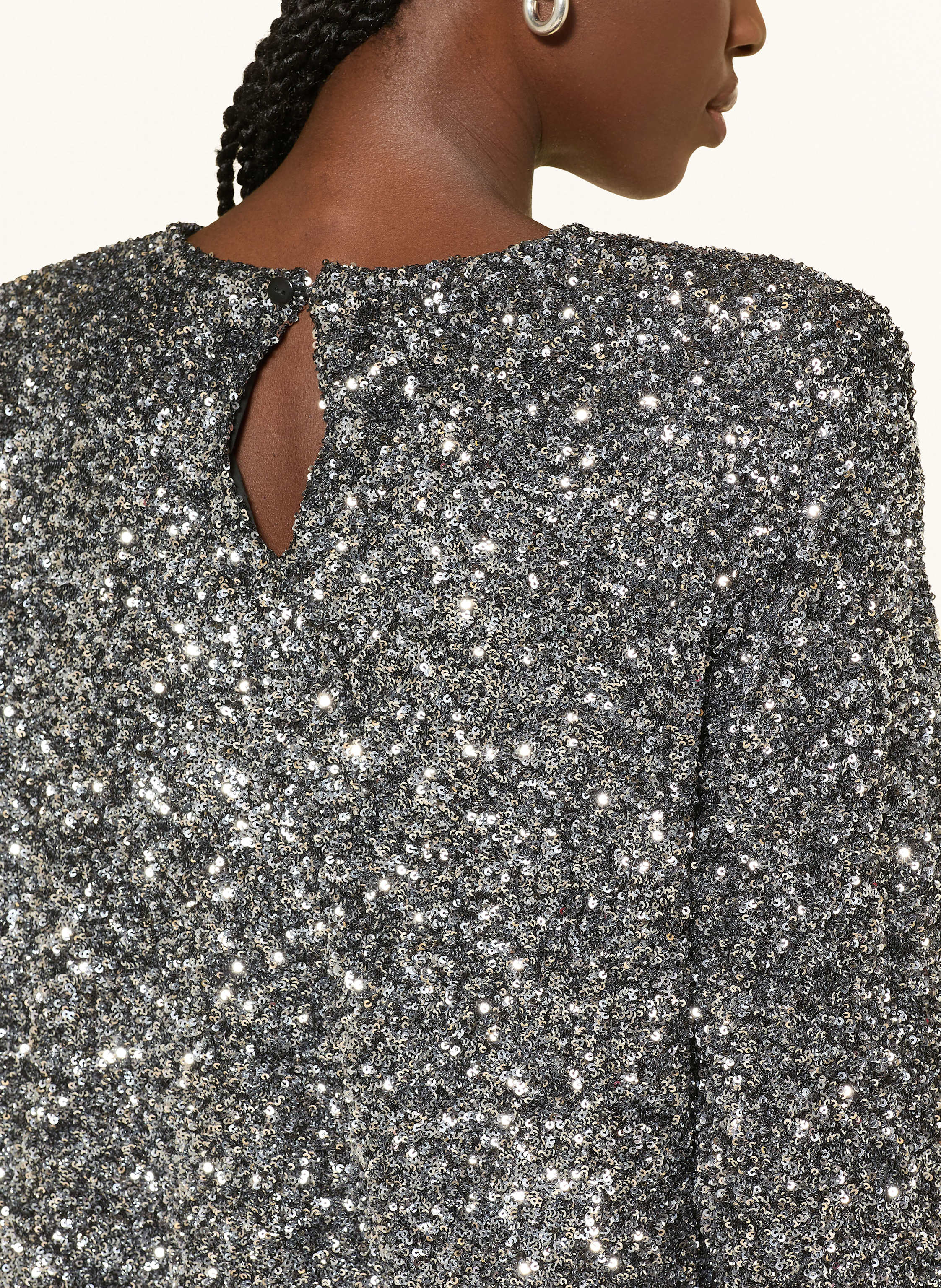 Thumbnail - Karo Kauer Blusenshirt Mit Pailletten silber