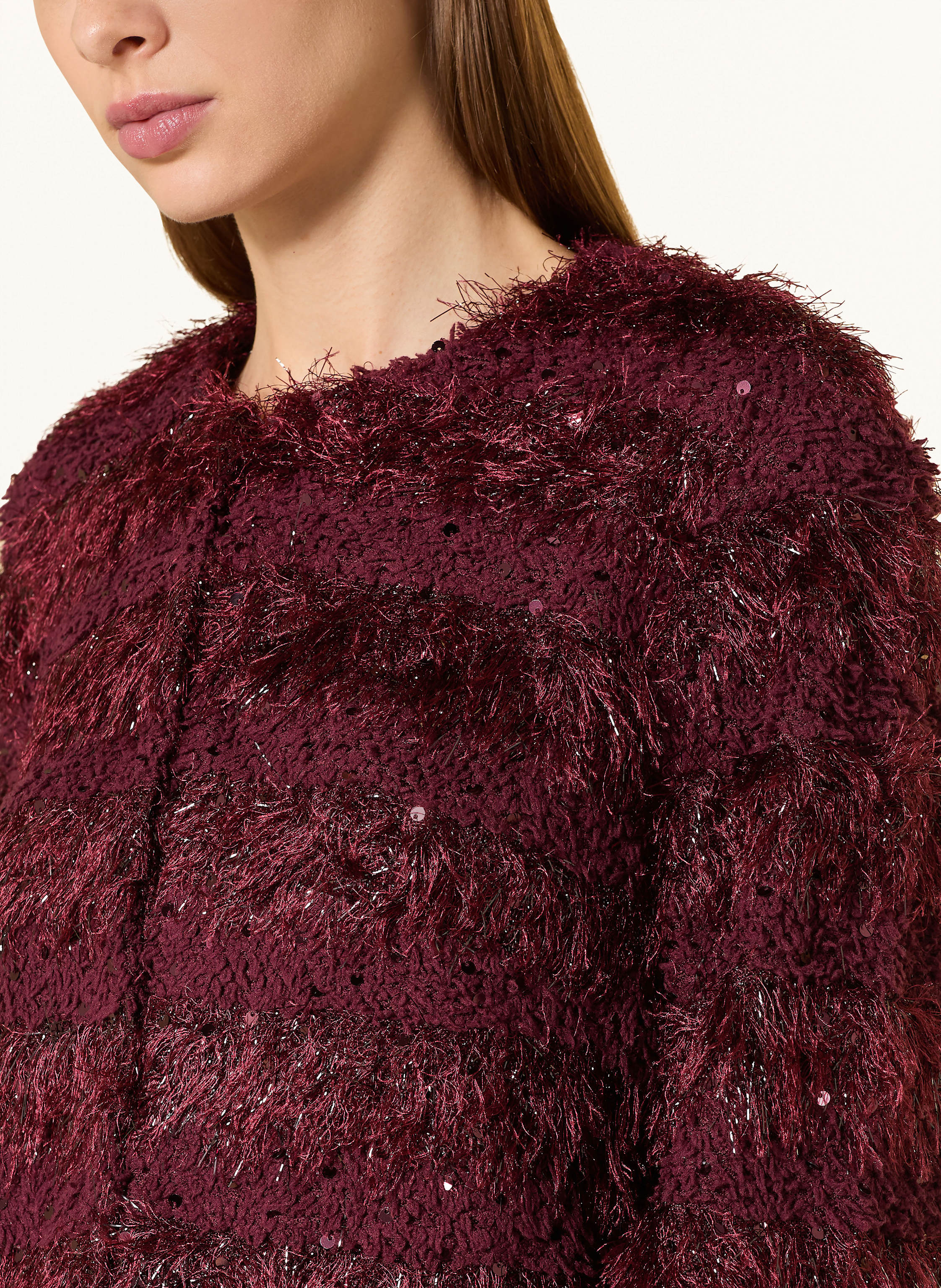 Thumbnail - Oui Bouclé-Jacke Mit Pailletten rot