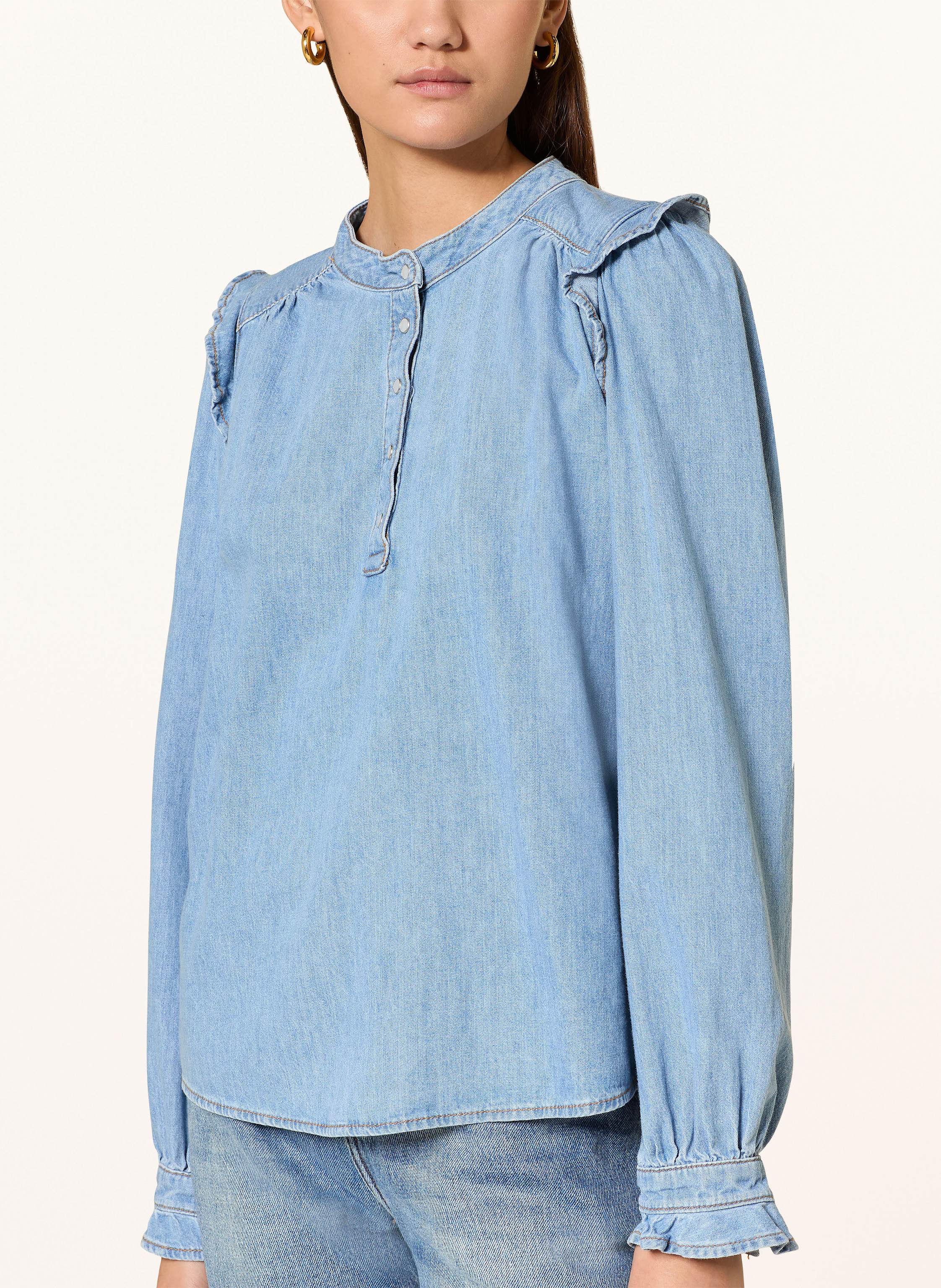 Thumbnail - Ba&Sh Jeansbluse Lio Mit Volants blau