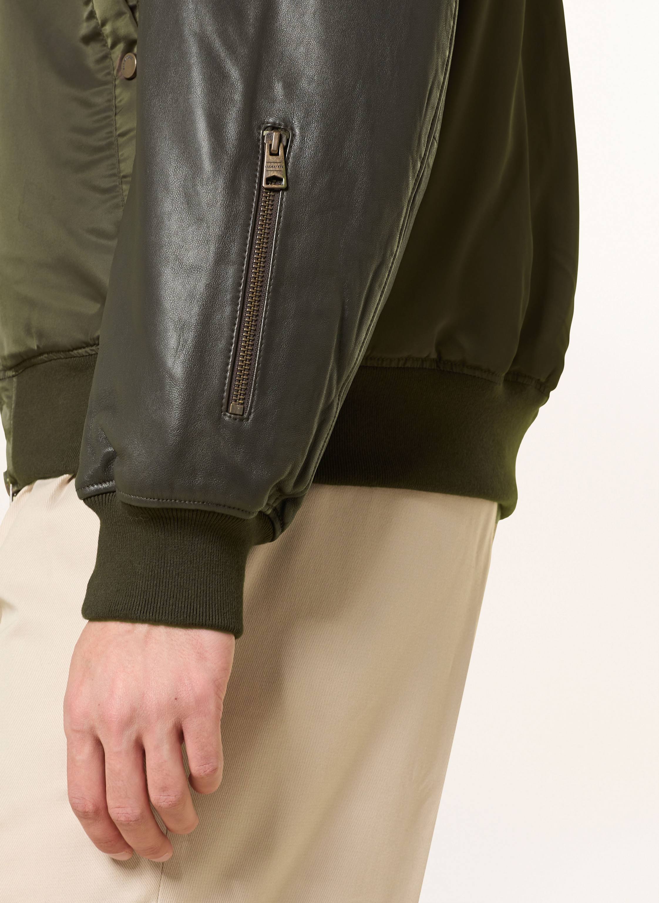 Thumbnail - Allsaints Lederblouson Myler Bomber Im Materiamix gruen