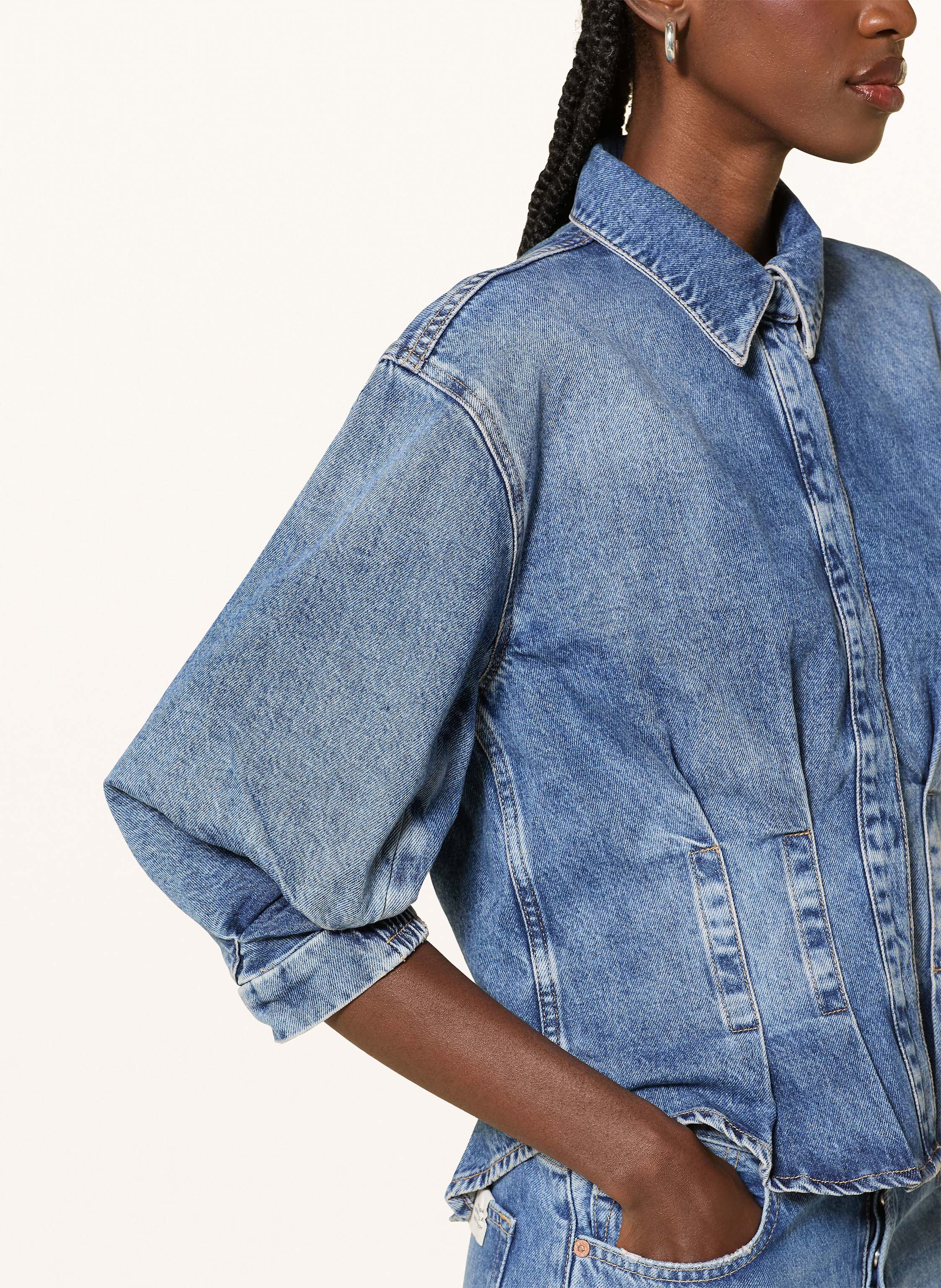 Thumbnail - Allsaints Jeansbluse Nancy Mit 3/4-Arm blau