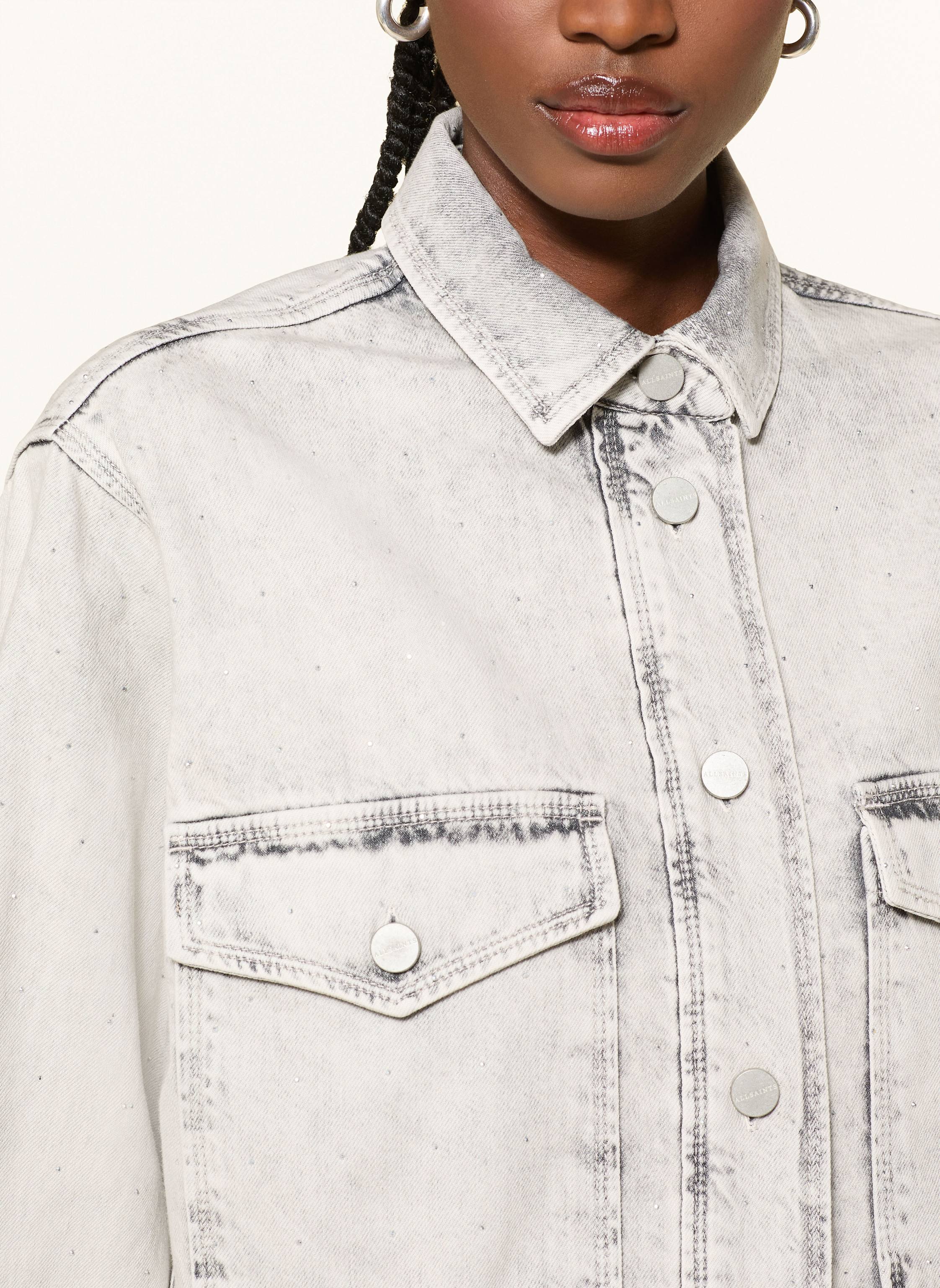 Thumbnail - Allsaints Jeanskleid Faye Mit Schmucksteinen grau