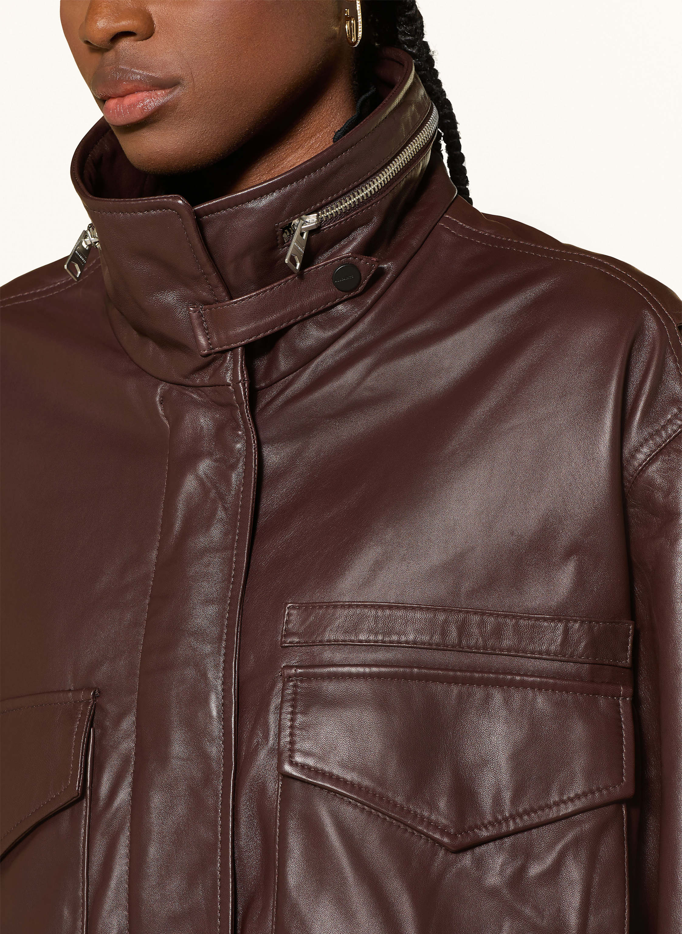 Thumbnail - Allsaints Lederjacke Clay rot