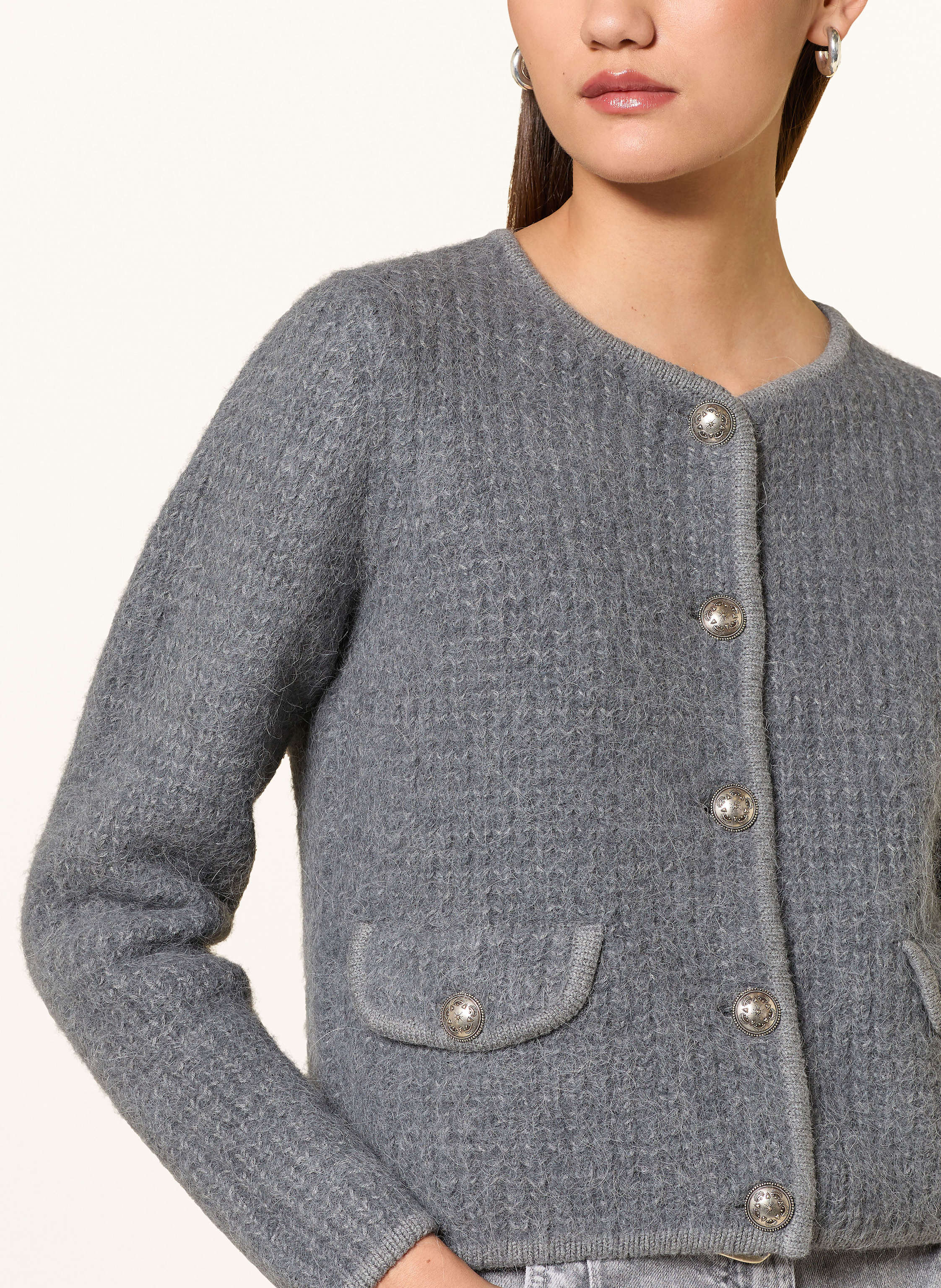 Thumbnail - Ba&Sh Strickjacke Harry Mit Alpaka grau