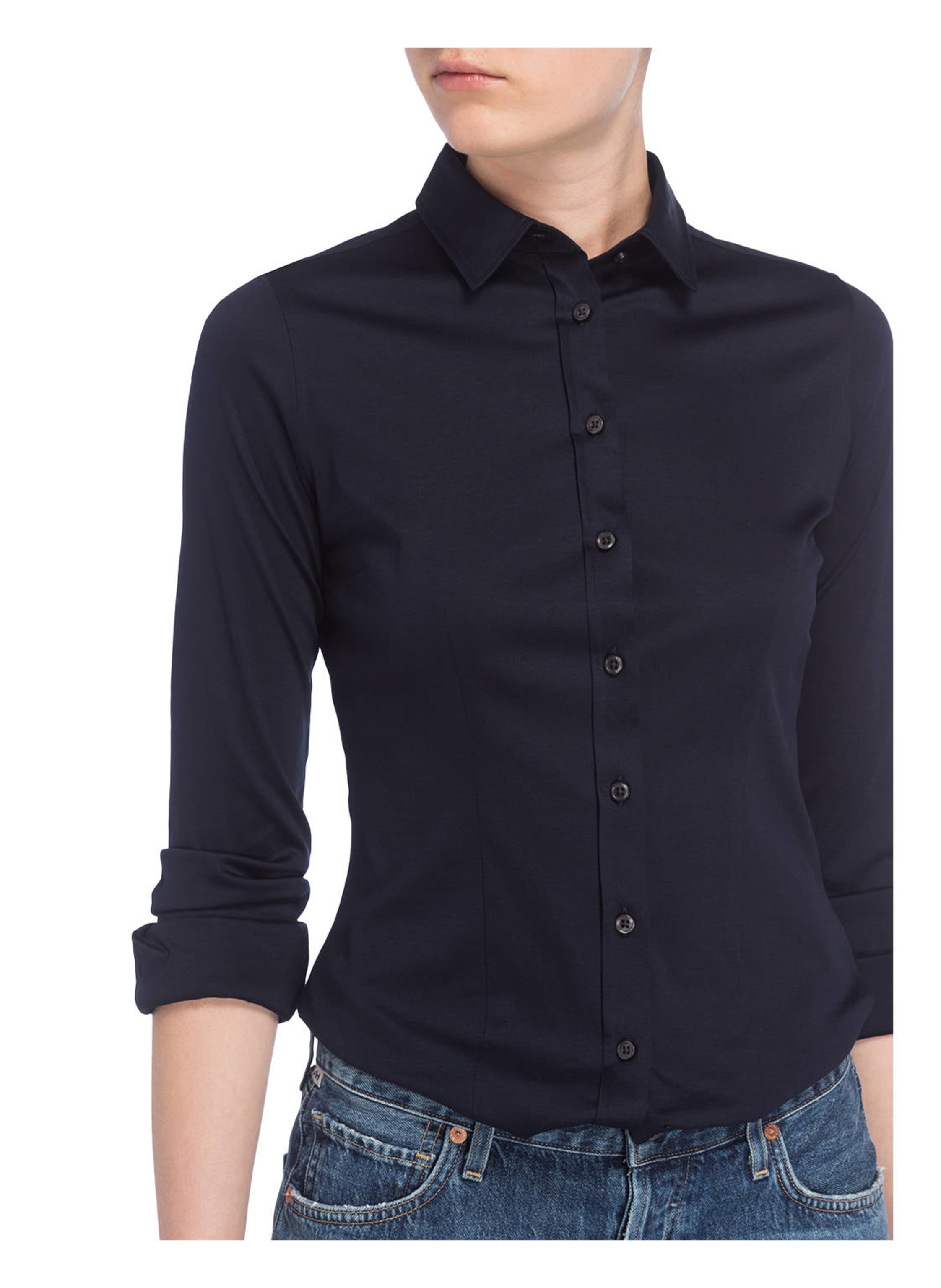 Thumbnail - Soluzione Hemdbluse Aus Jersey blau