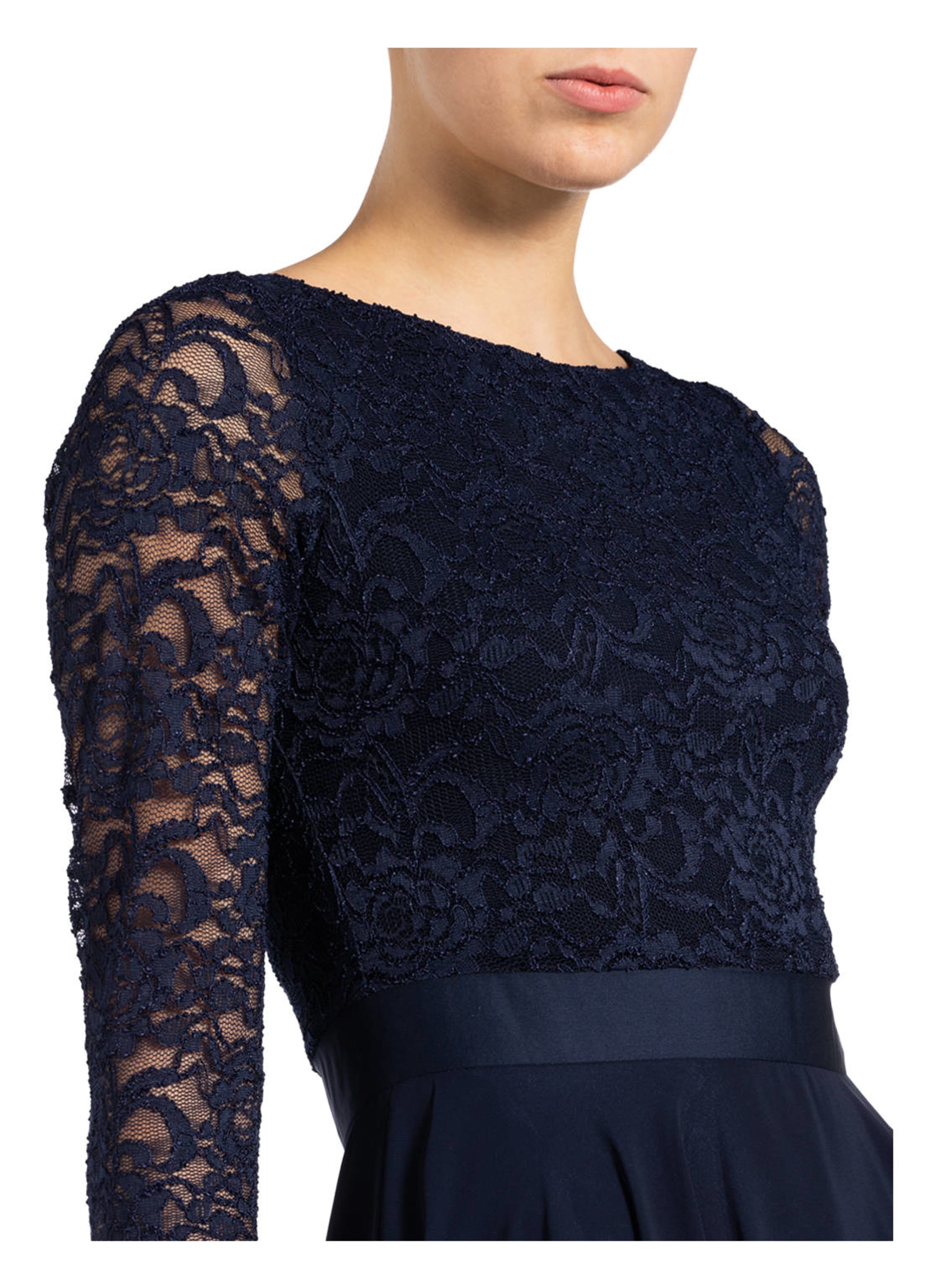 Thumbnail - Swing Cocktailkleid Mit Spitzenbesatz blau