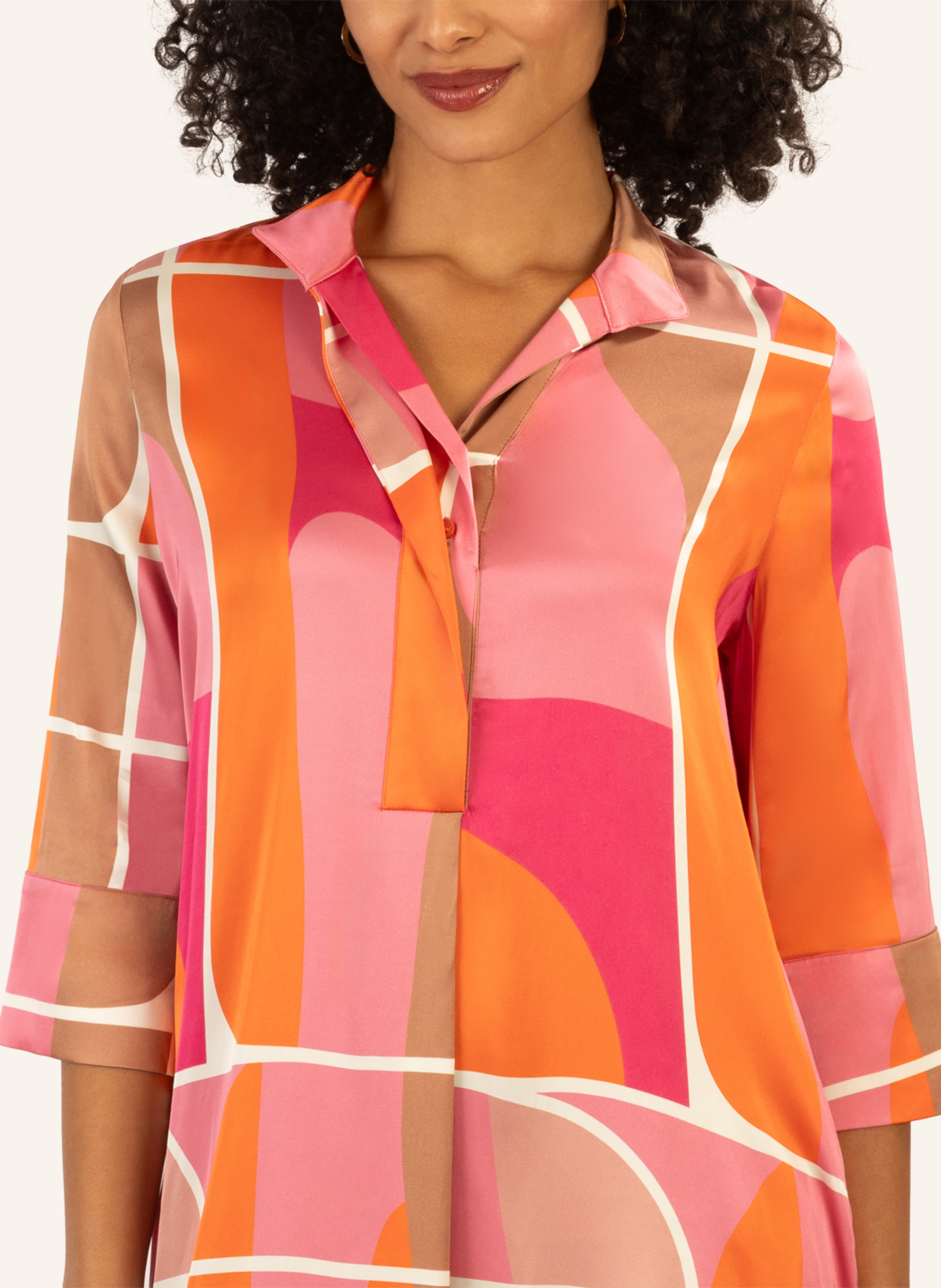 Thumbnail - Mint & Mia Kurzes Bedrucktes Viskose Satin Kleid rosa