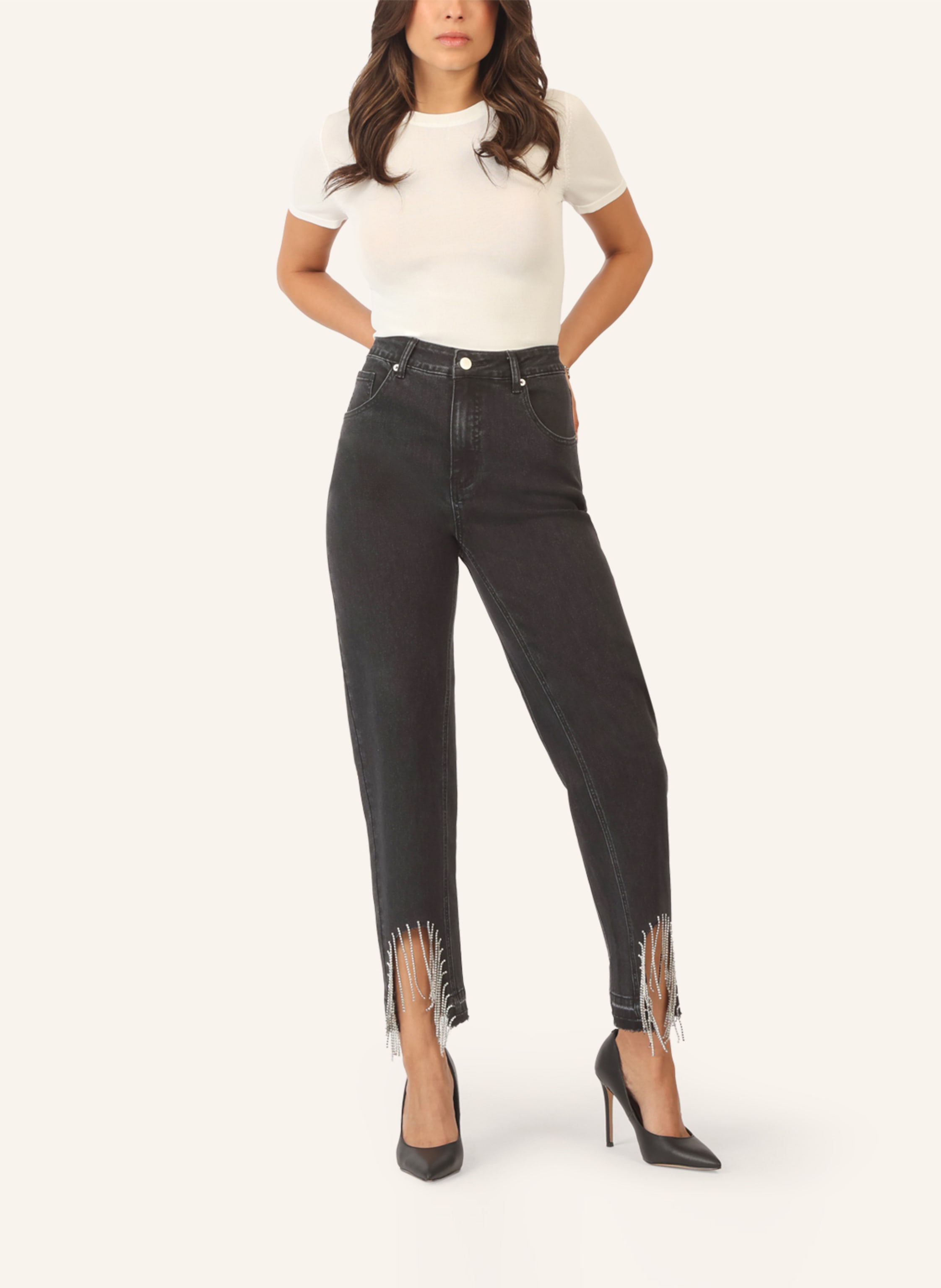 Thumbnail - Apart Mom Jeans Mit Kristallsteinen schwarz