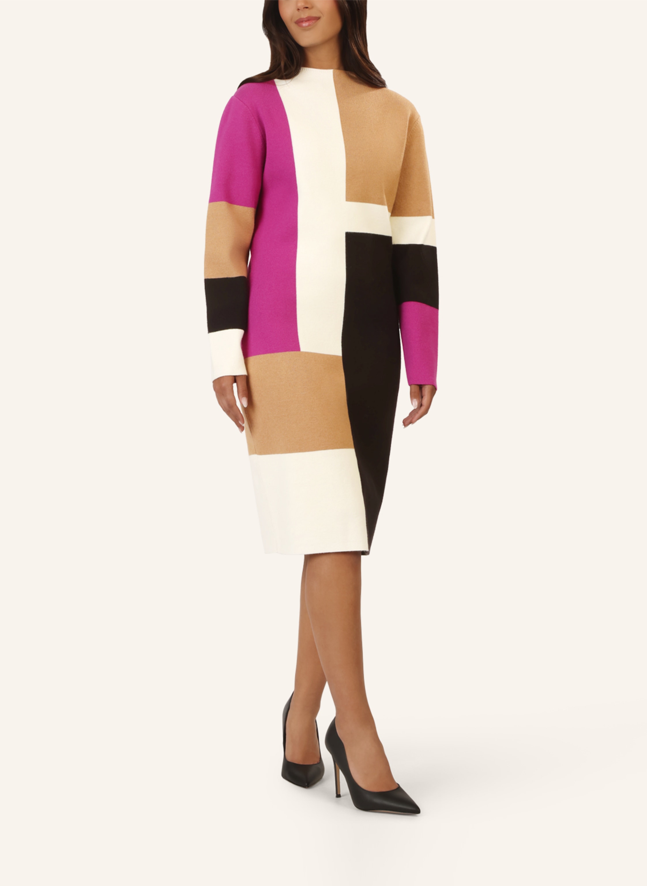 Thumbnail - Apart Colorblocking Strickkleid lila