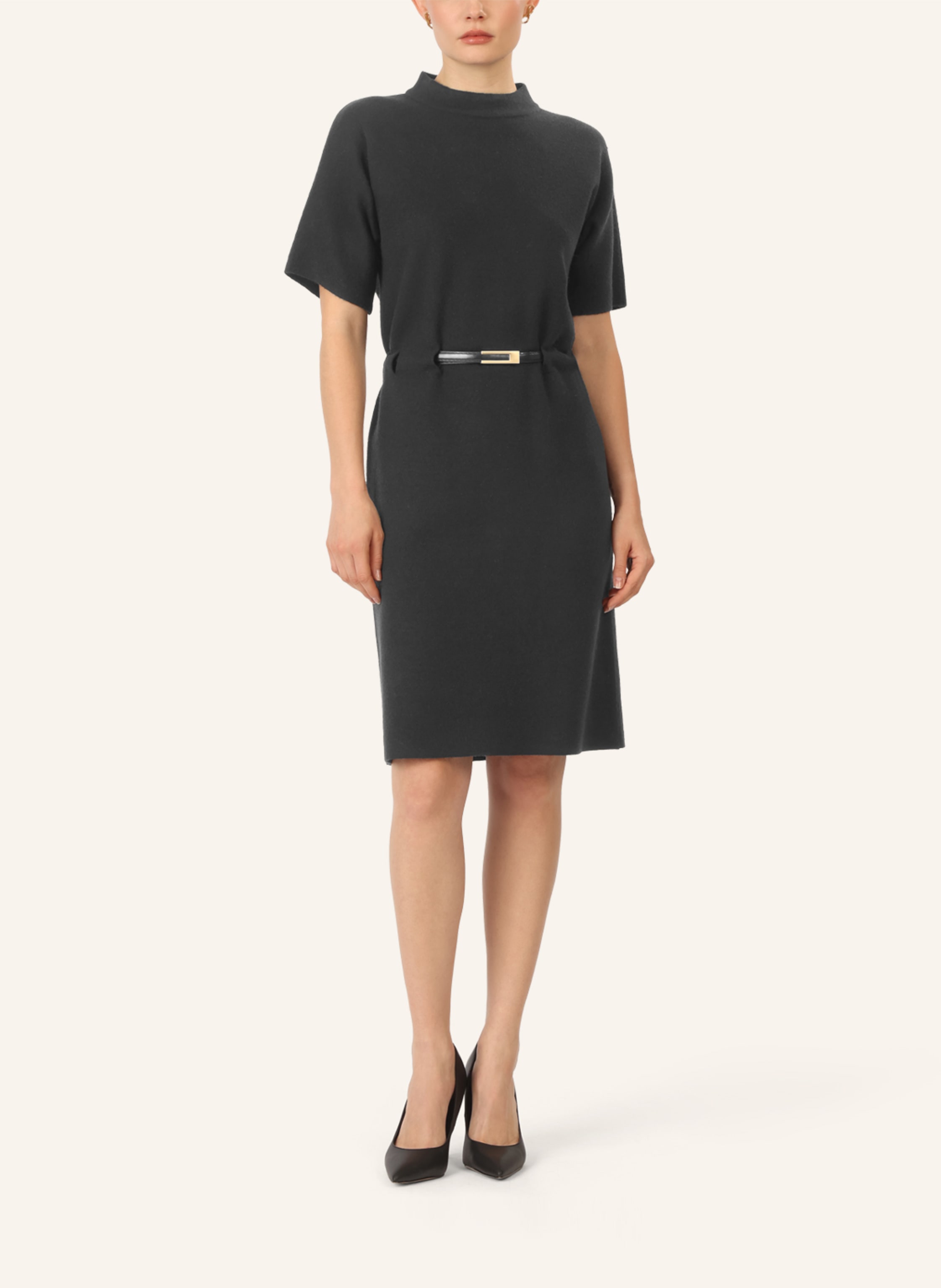 Thumbnail - Apart Strickkleid Mit Gürtel schwarz