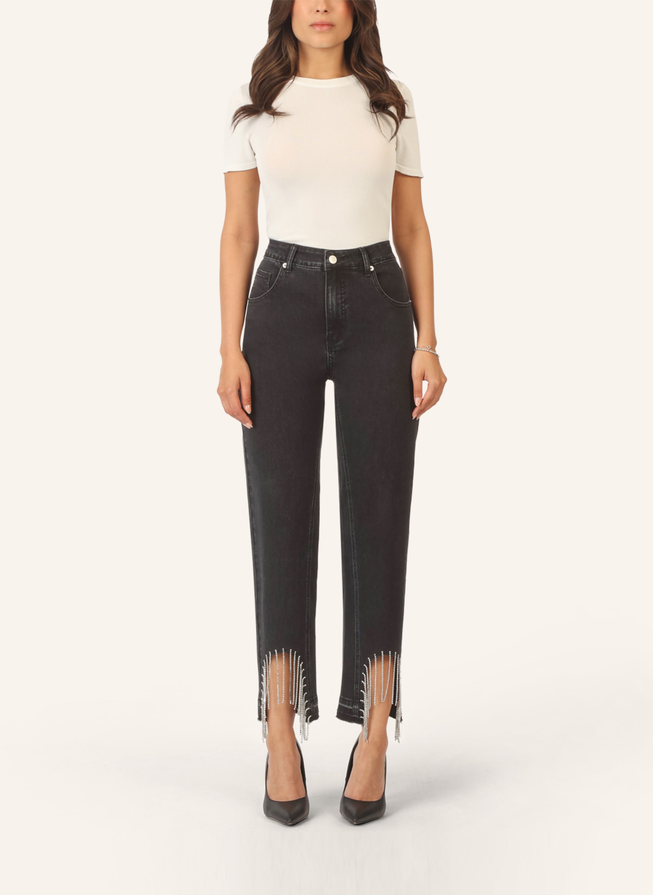 Thumbnail - Apart Mom Jeans Mit Kristallsteinen schwarz