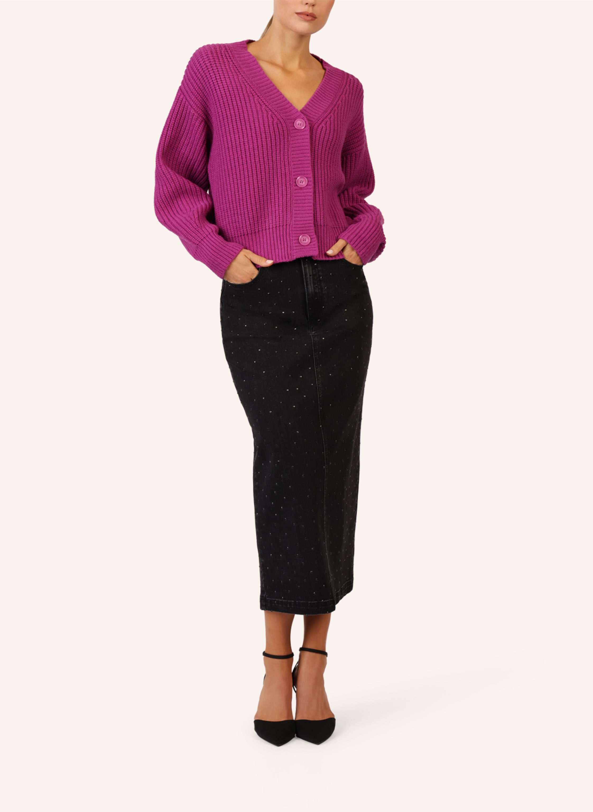 Thumbnail - Apart Oversized Strickjacke lila