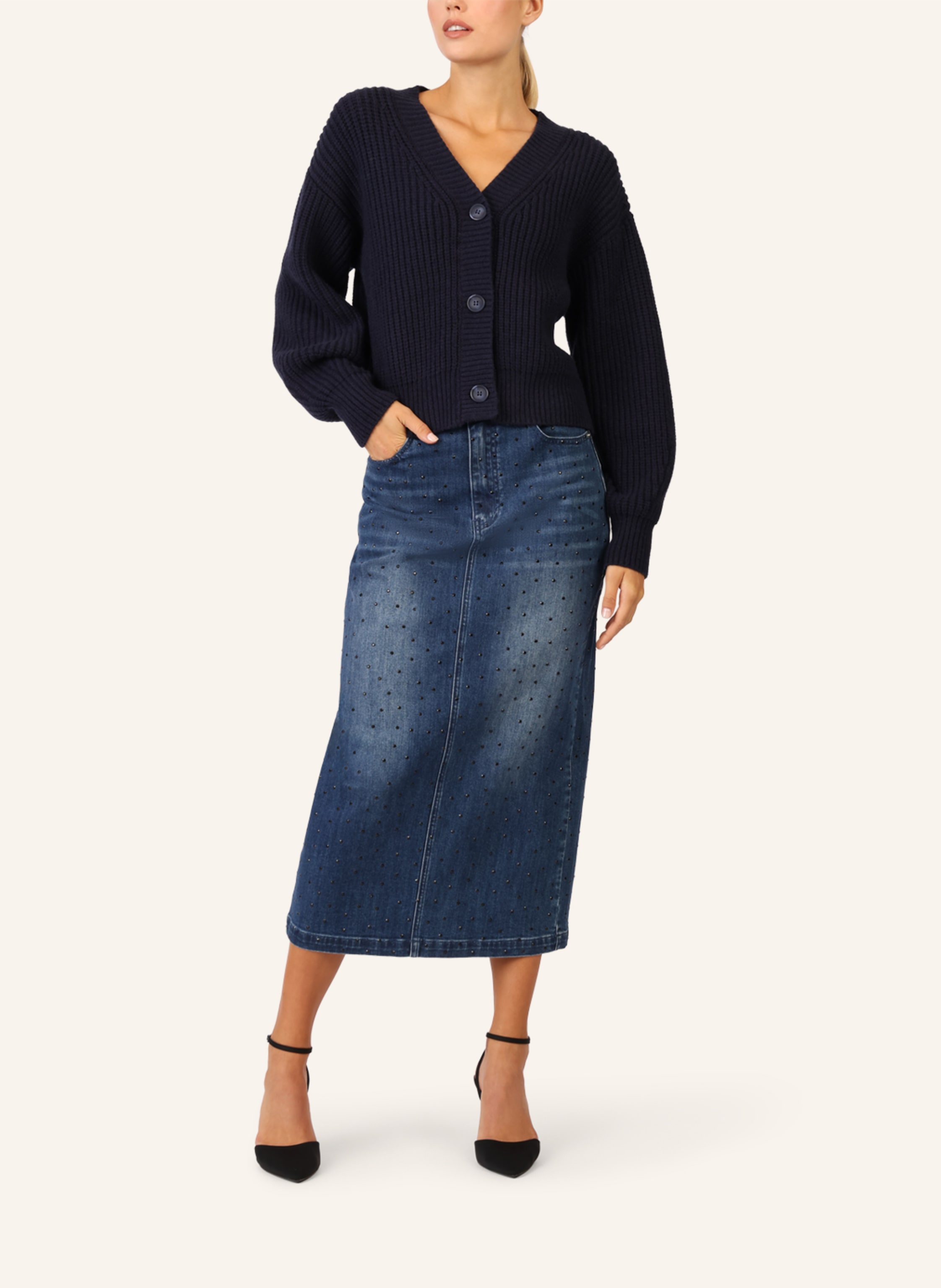 Thumbnail - Apart Oversized Strickjacke blau