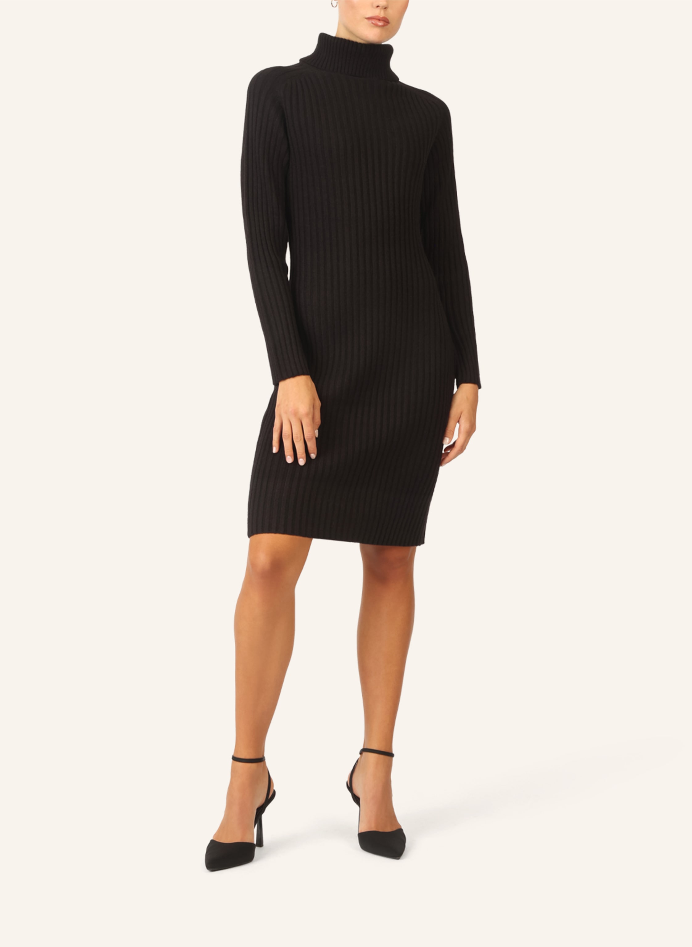 Thumbnail - Apart Rippenstrickkleid schwarz