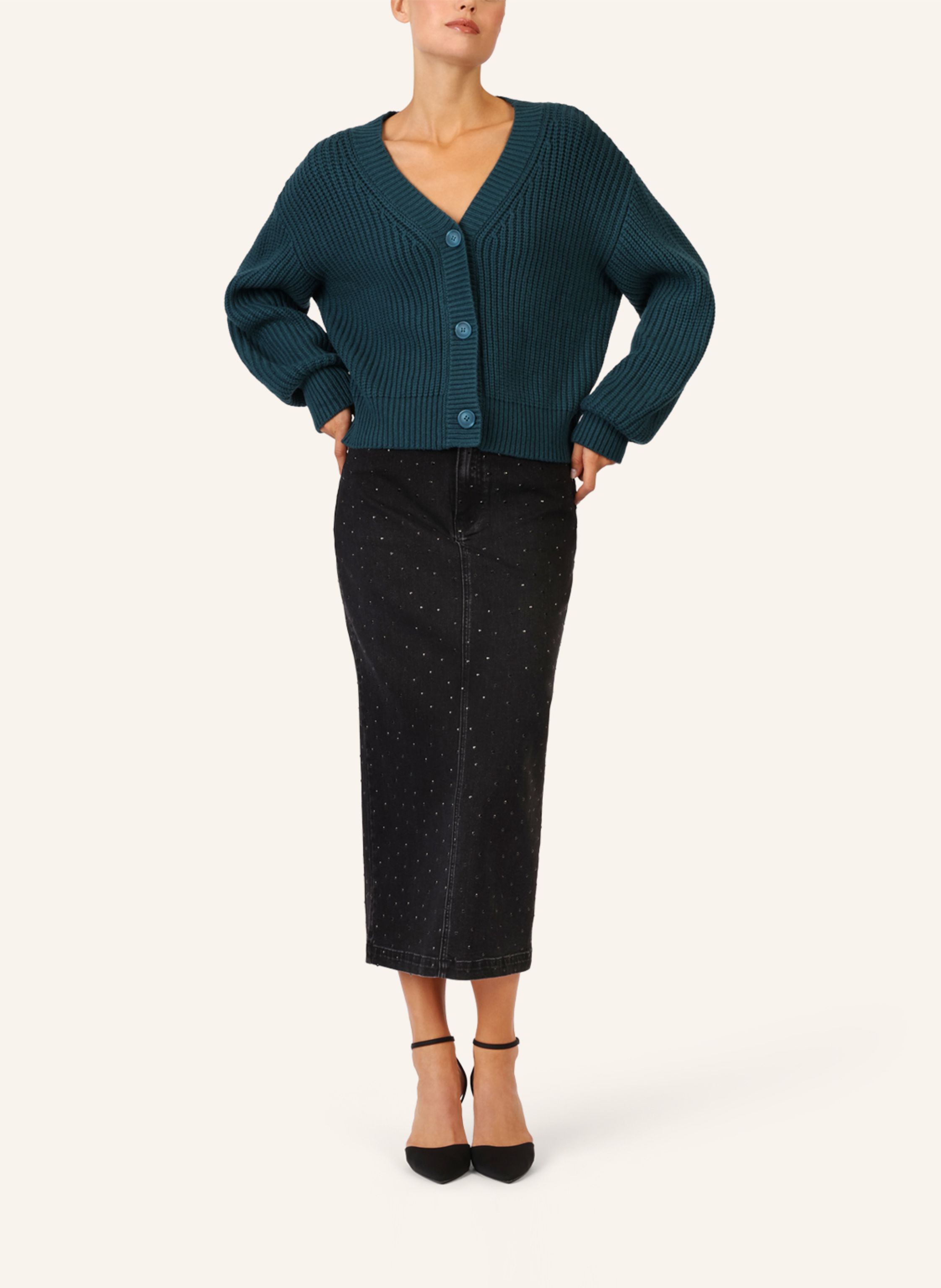 Thumbnail - Apart Oversized Strickjacke gruen