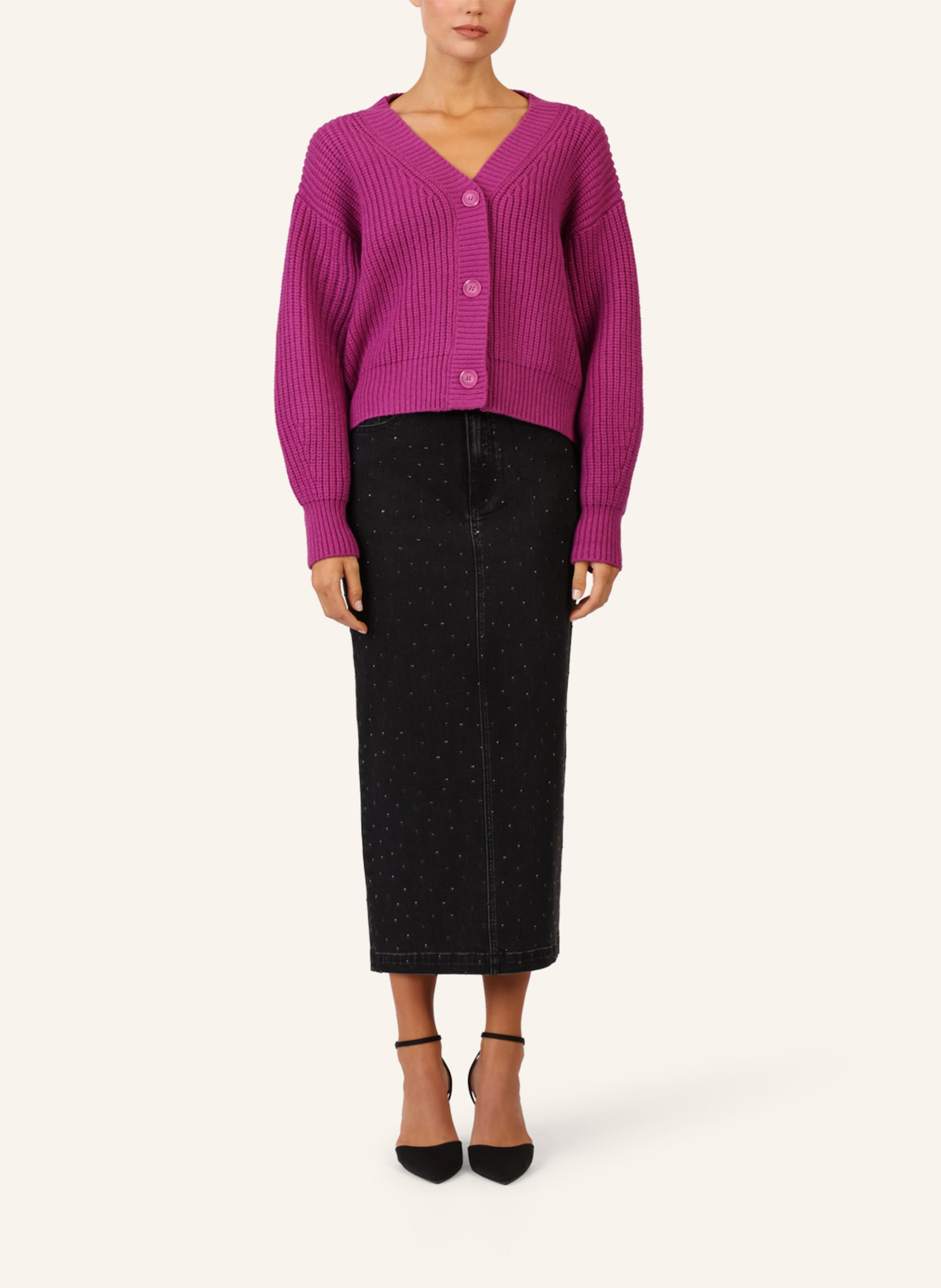 Thumbnail - Apart Oversized Strickjacke lila