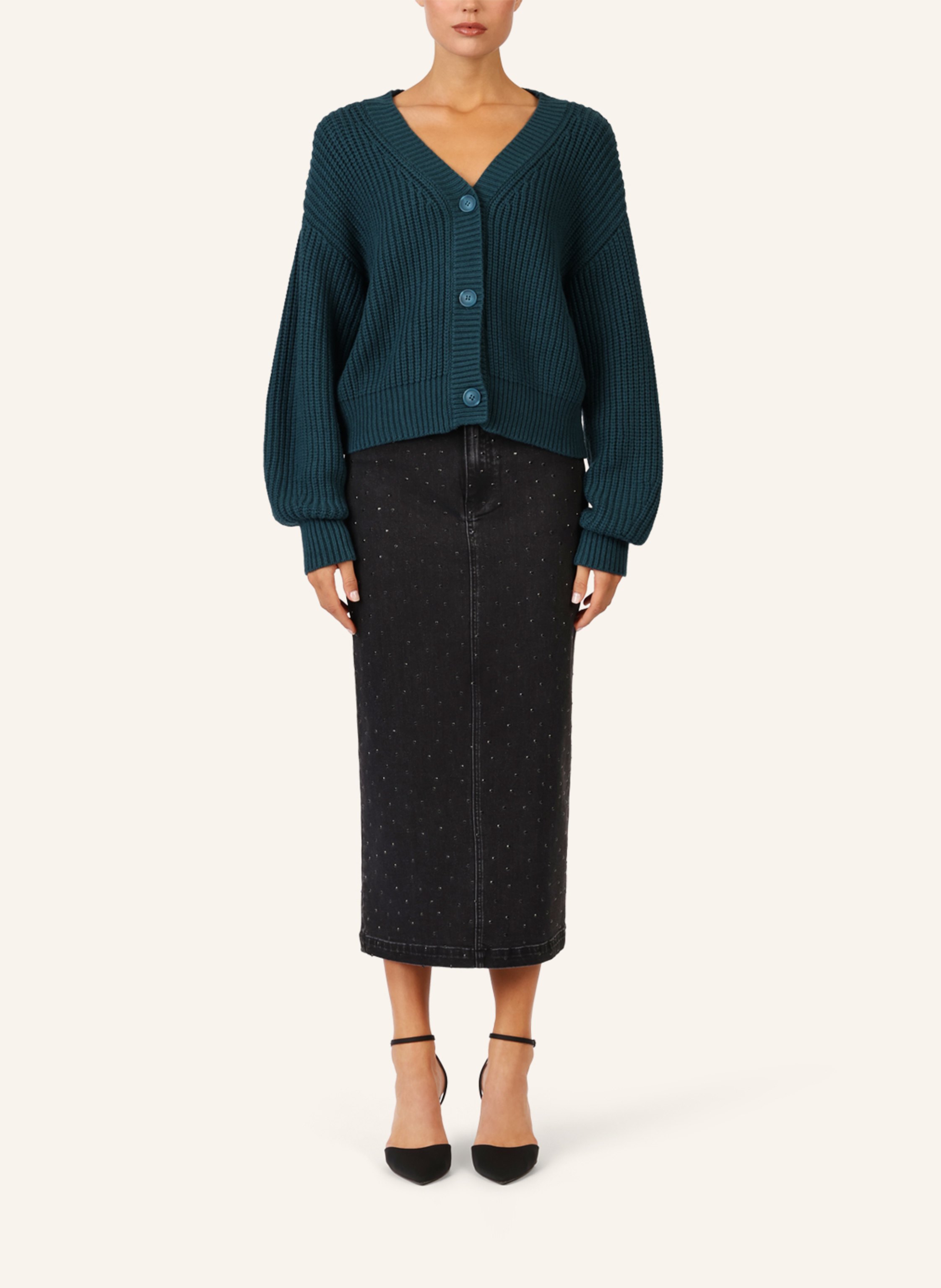 Thumbnail - Apart Oversized Strickjacke gruen